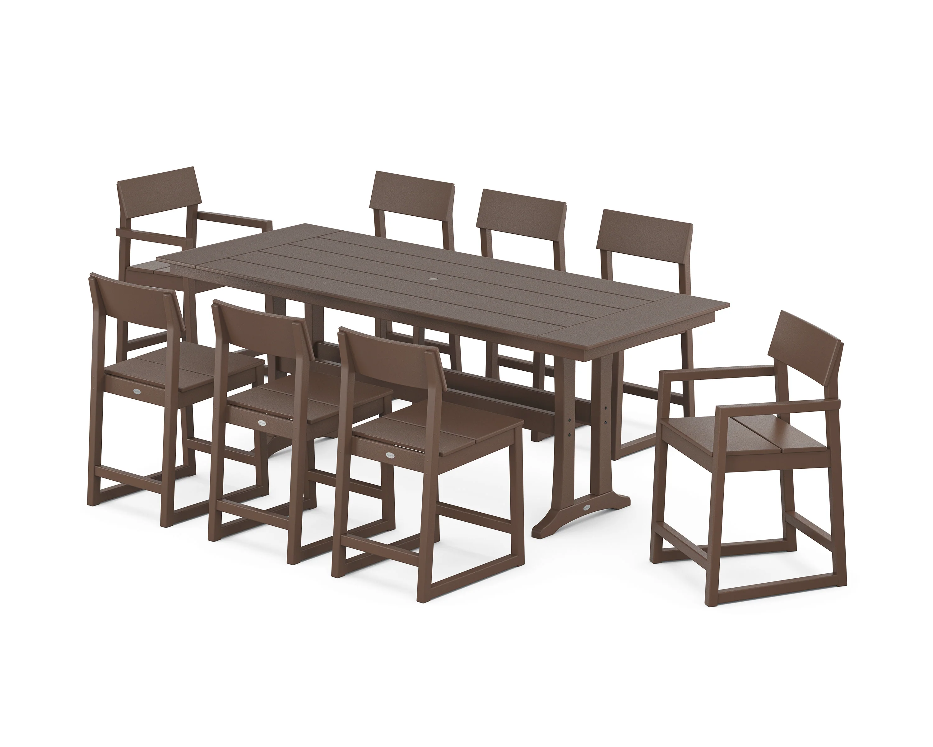 EDGE 9-Piece Farmhouse Counter Set with Trestle Legs - Image 10