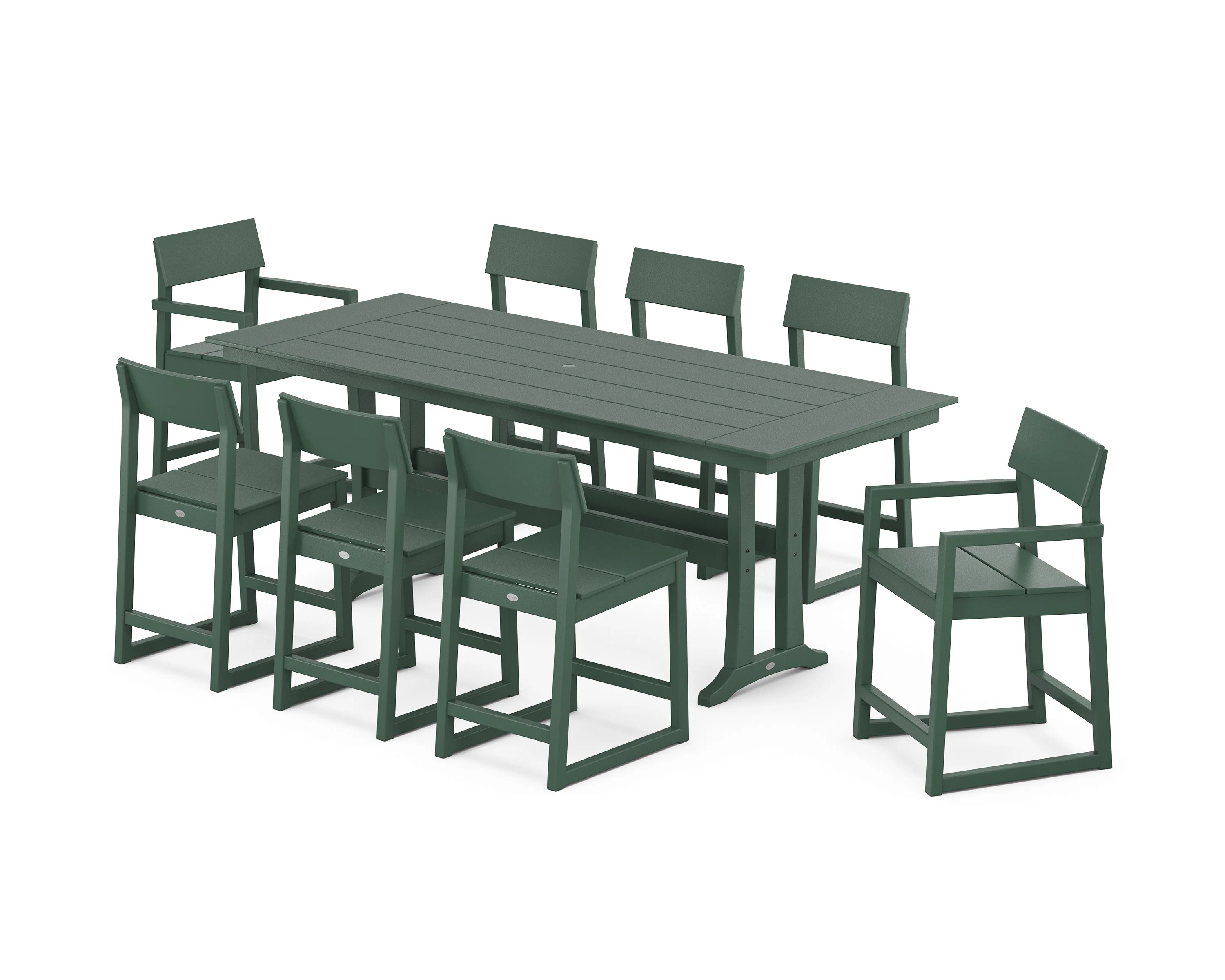 EDGE 9-Piece Farmhouse Counter Set with Trestle Legs - Image 11