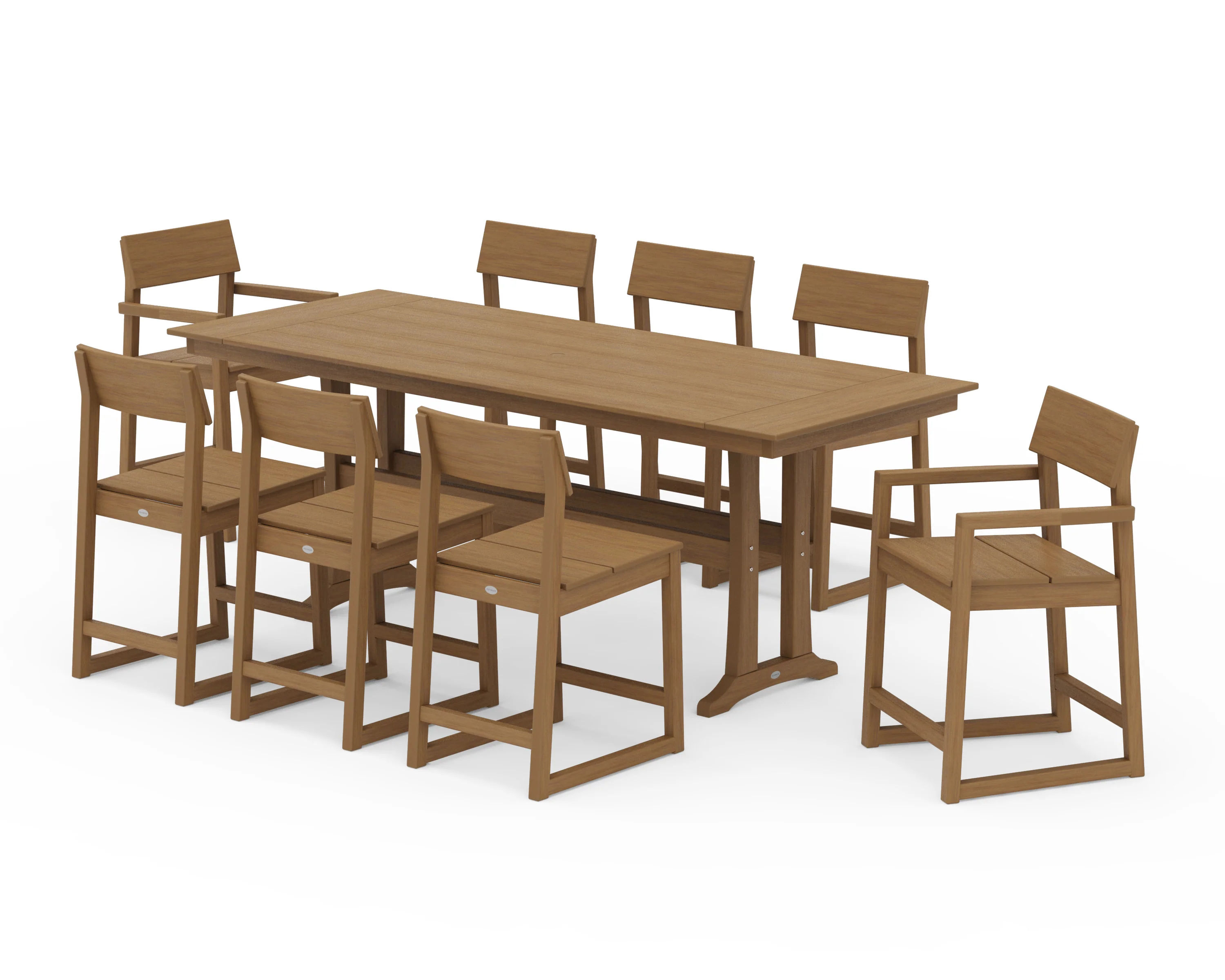 EDGE 9-Piece Farmhouse Counter Set with Trestle Legs - Image 14