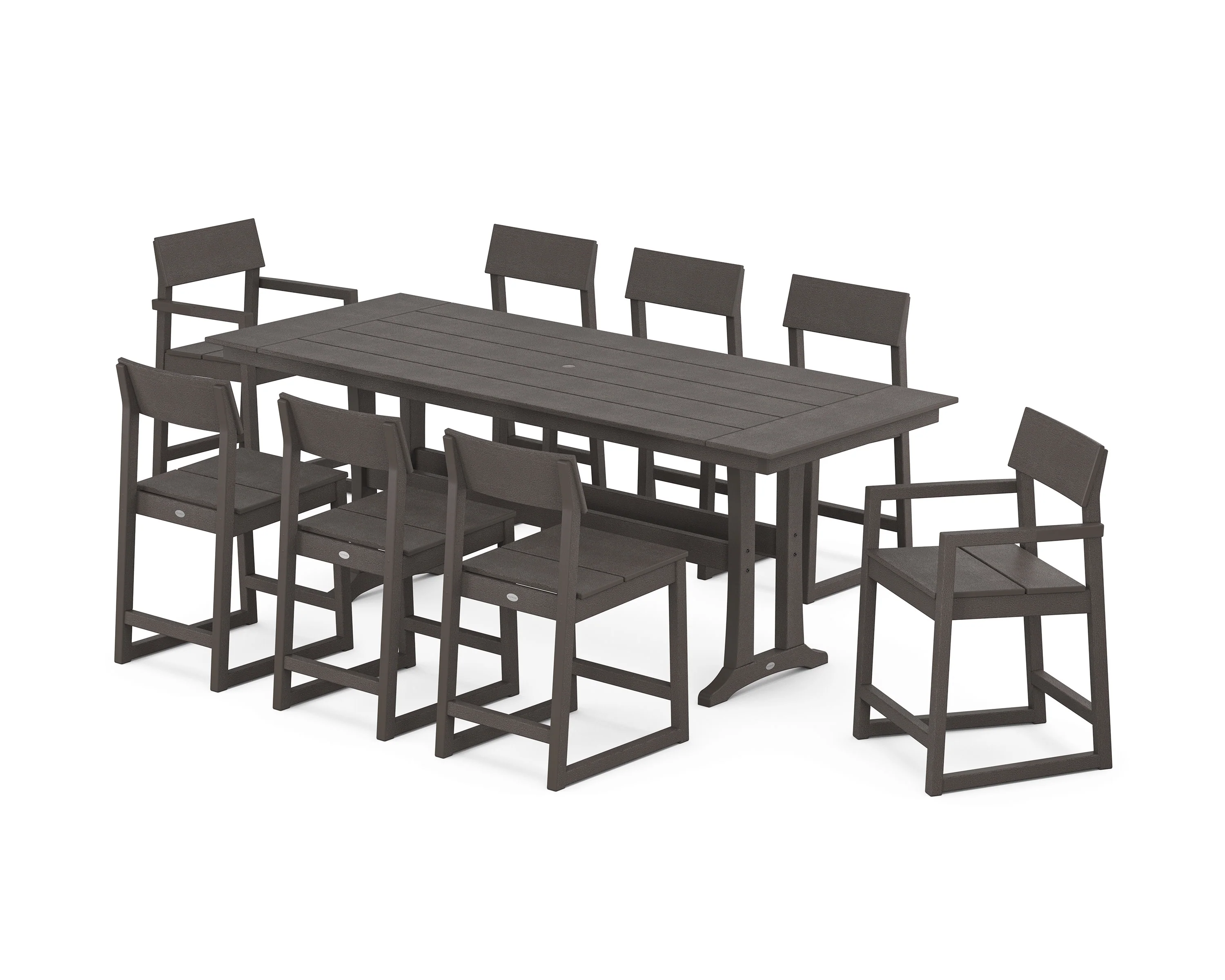 EDGE 9-Piece Farmhouse Counter Set with Trestle Legs - Image 3