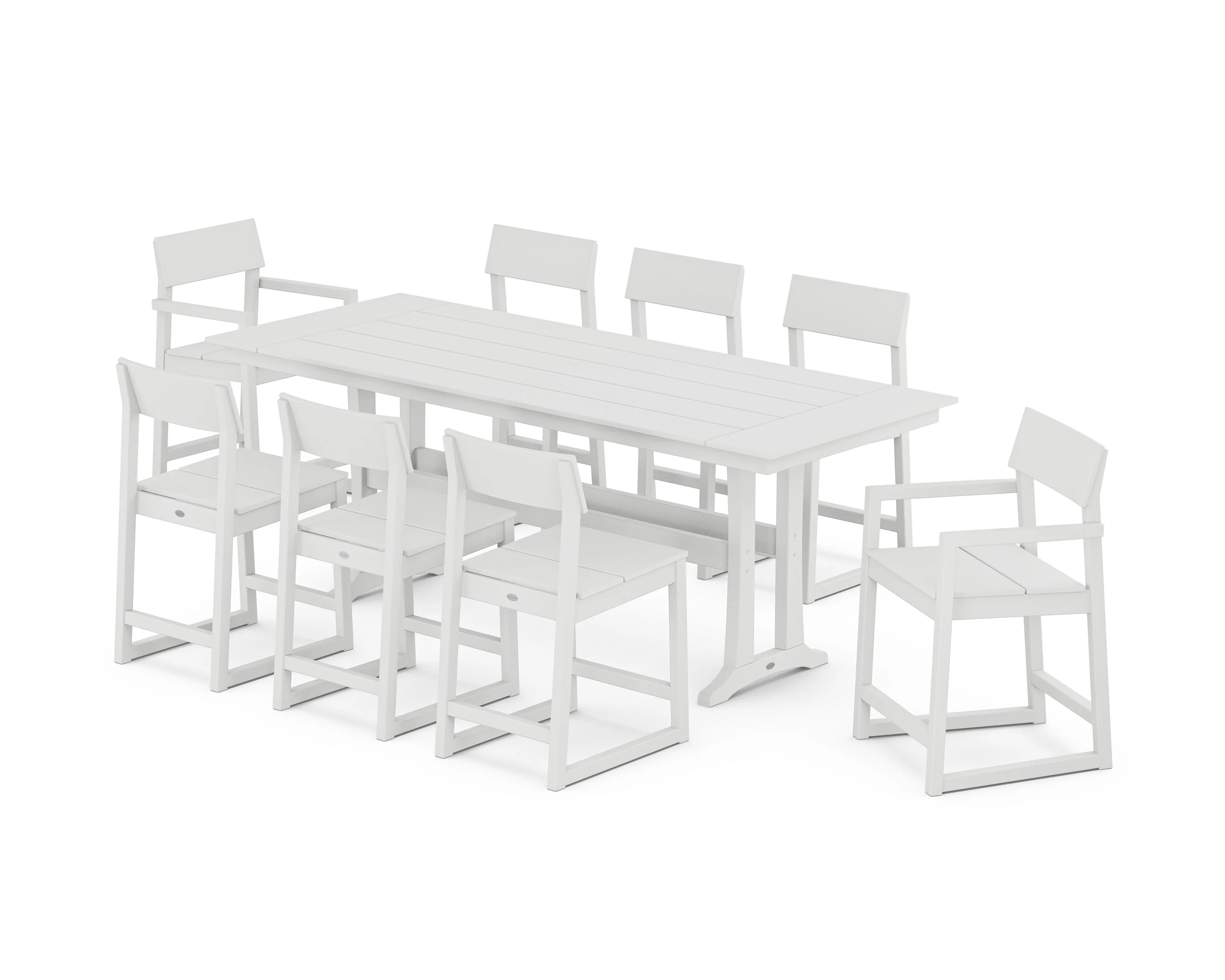 EDGE 9-Piece Farmhouse Counter Set with Trestle Legs - Image 4