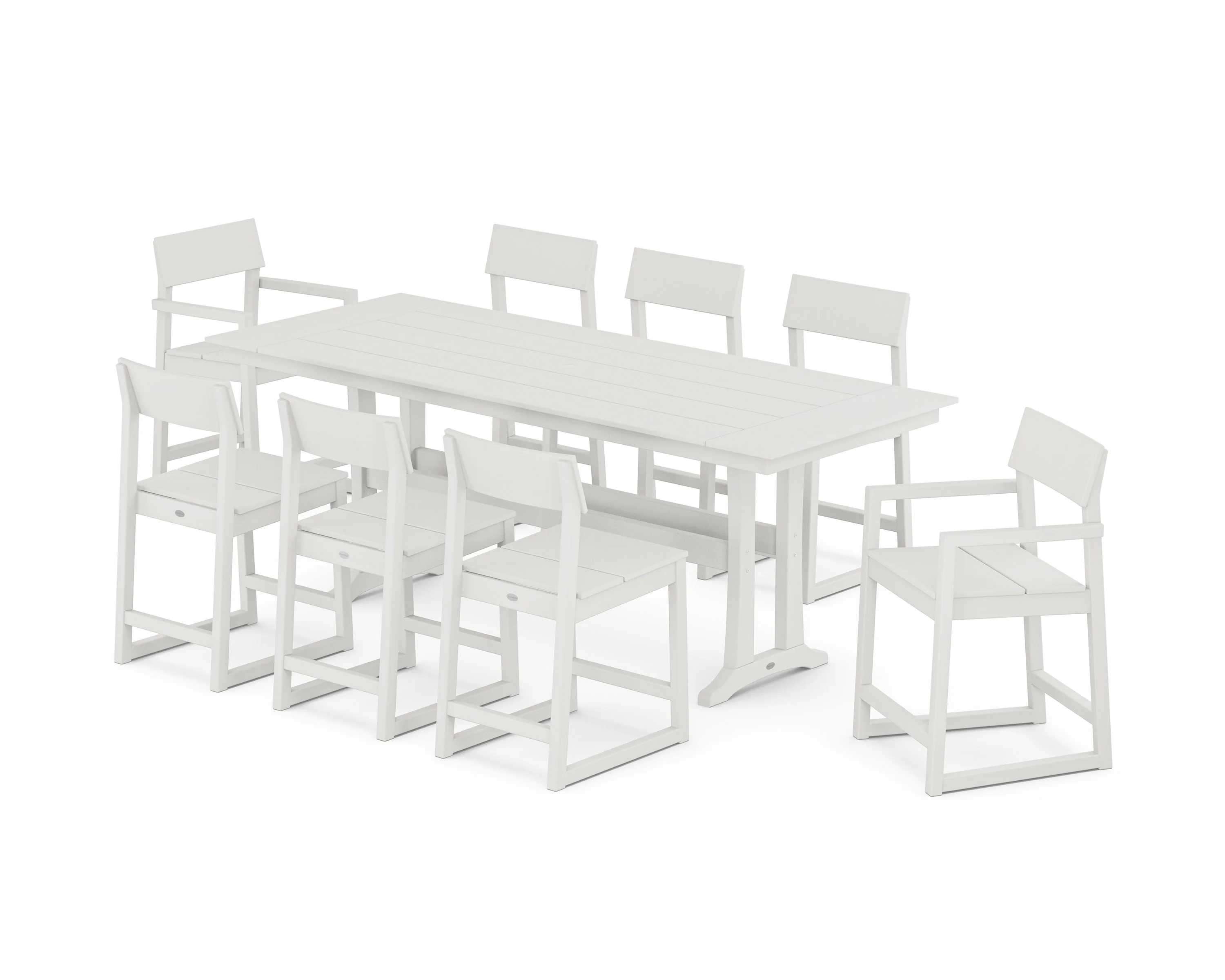 EDGE 9-Piece Farmhouse Counter Set with Trestle Legs - Image 5