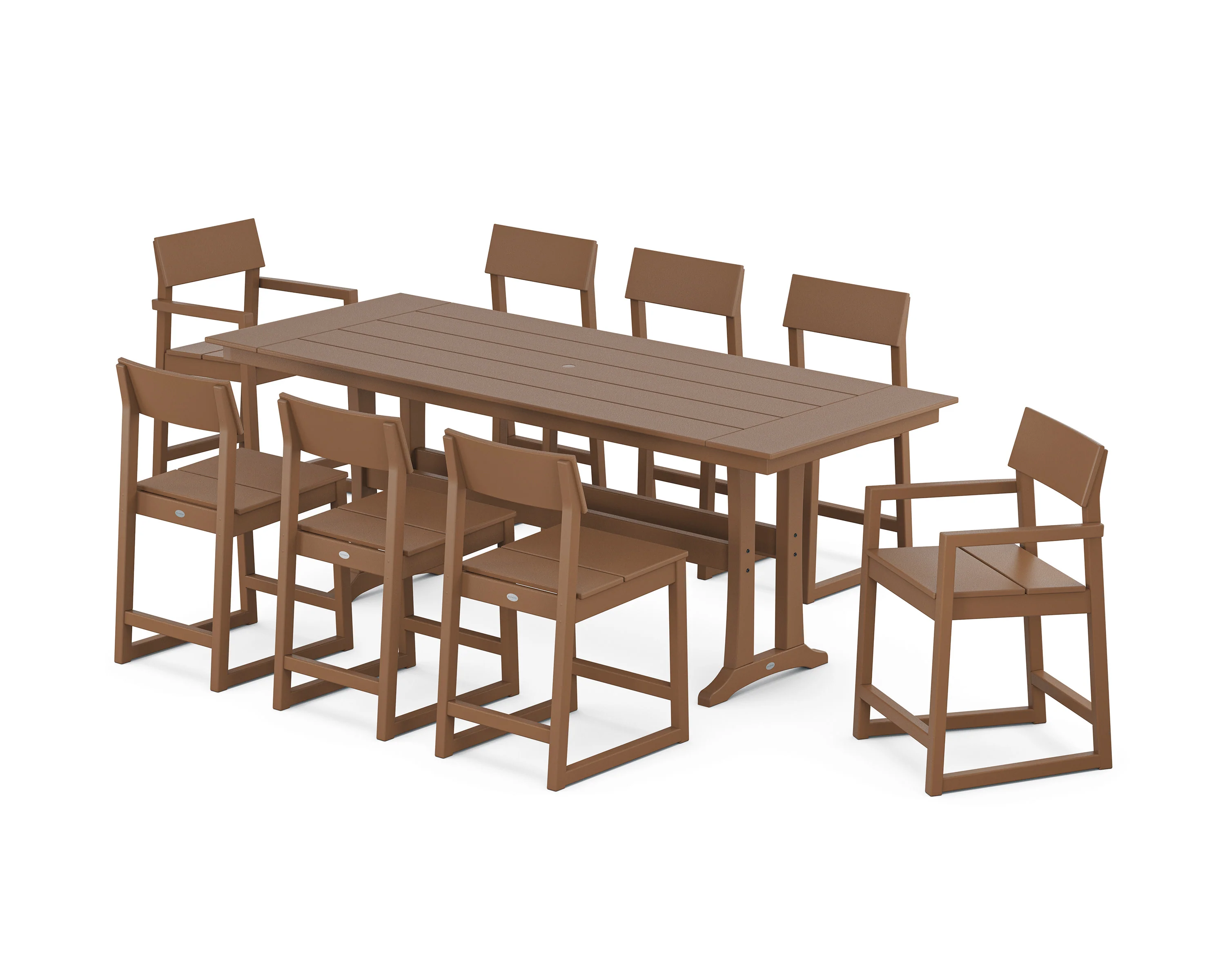 EDGE 9-Piece Farmhouse Counter Set with Trestle Legs - Image 6