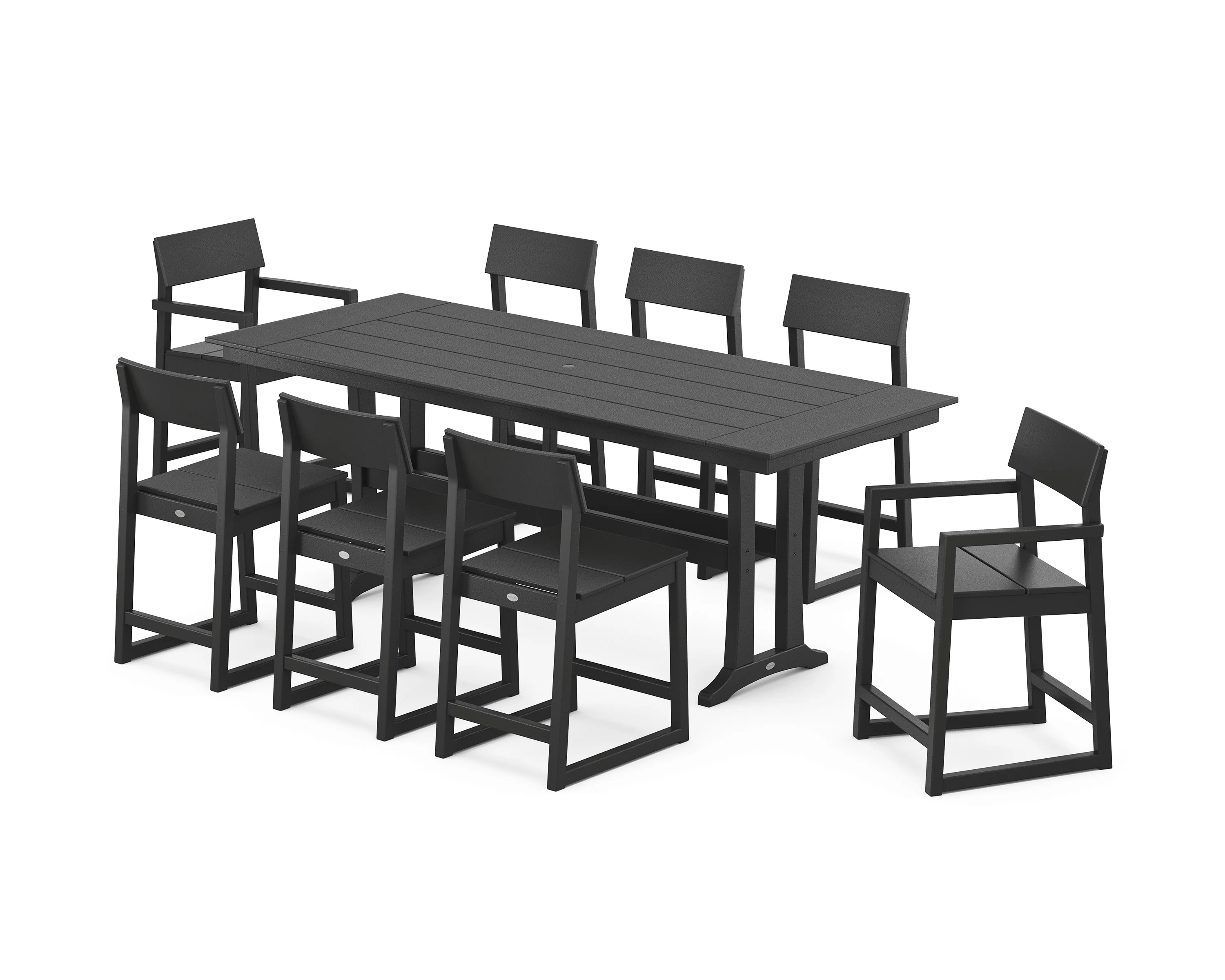 EDGE 9-Piece Farmhouse Counter Set with Trestle Legs - Image 7