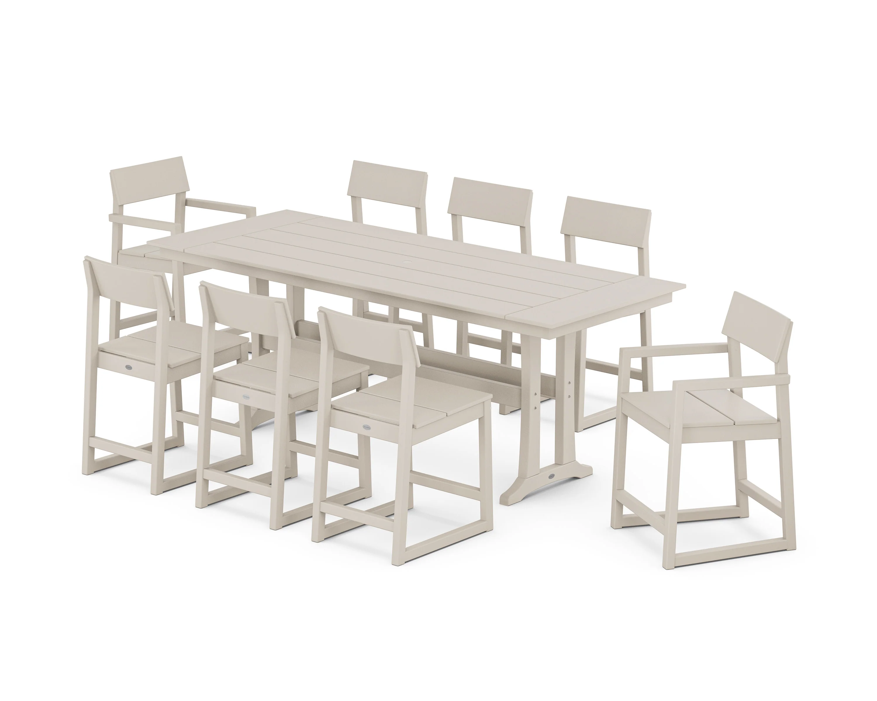 EDGE 9-Piece Farmhouse Counter Set with Trestle Legs - Image 8