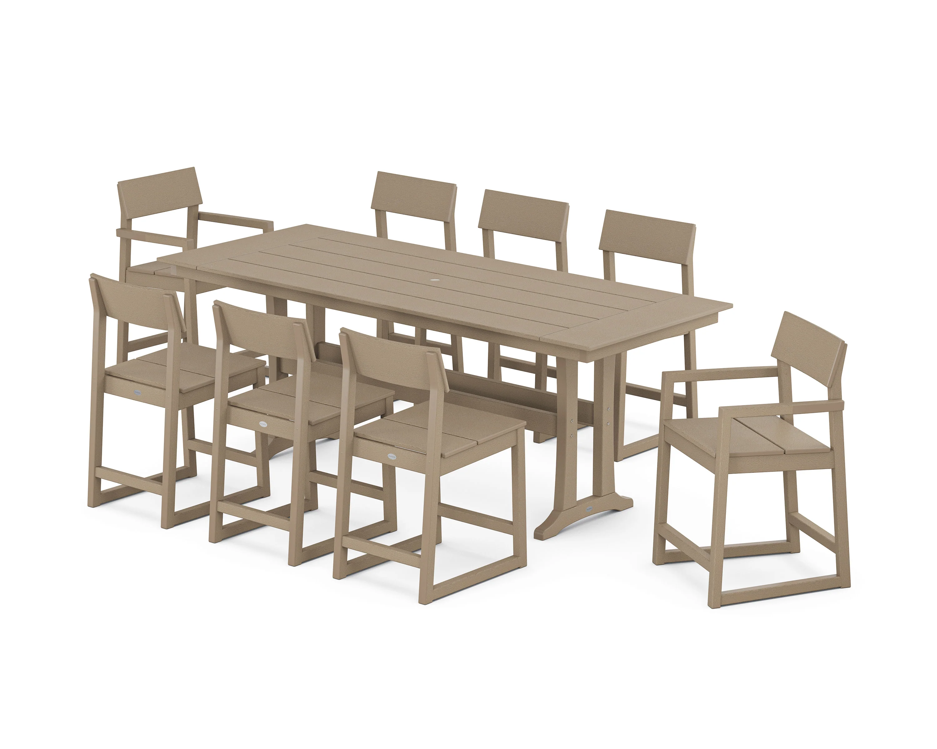 EDGE 9-Piece Farmhouse Counter Set with Trestle Legs - Image 9