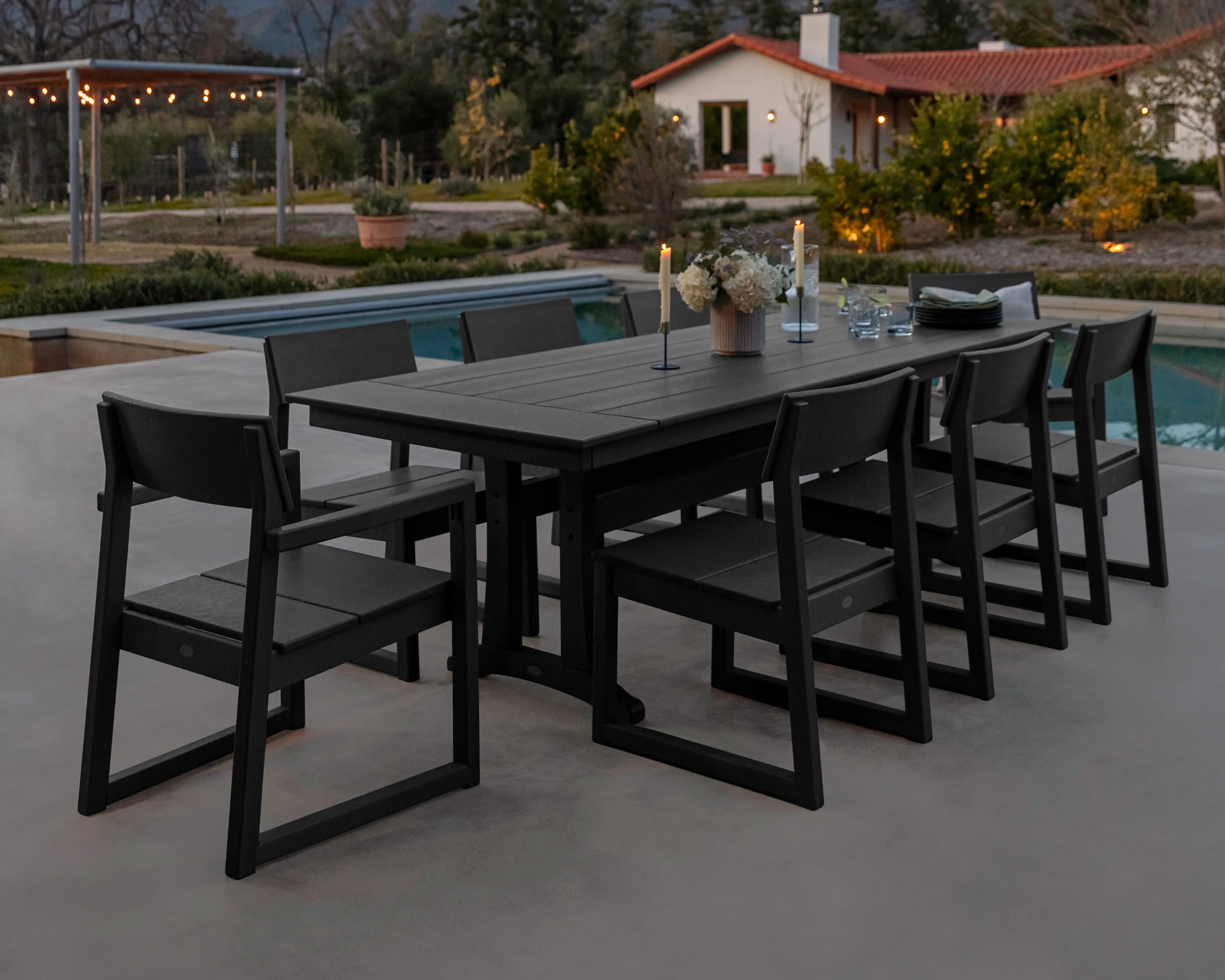 EDGE 9-Piece Farmhouse Dining Set with Trestle Legs - Image 3