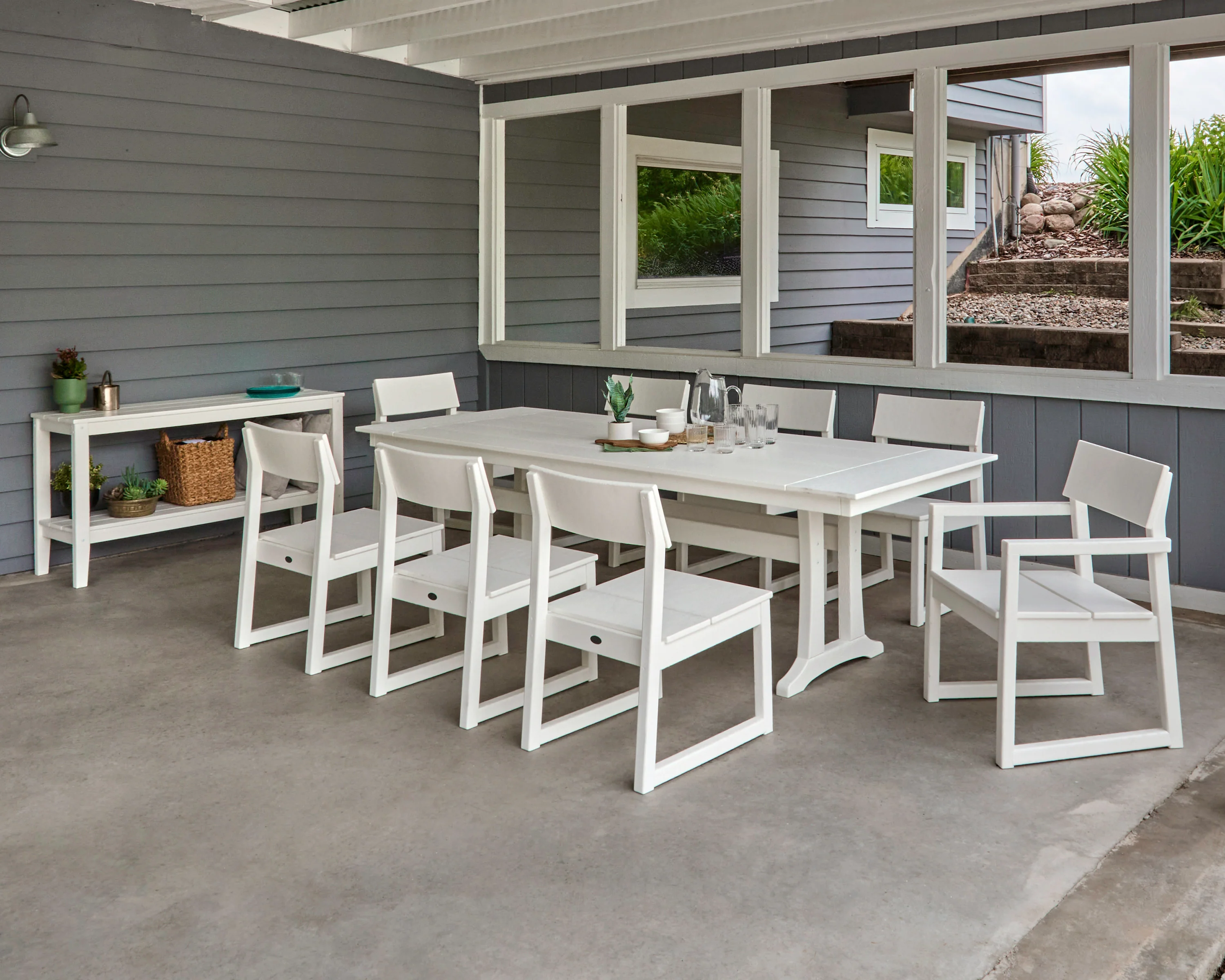 EDGE 9-Piece Farmhouse Dining Set with Trestle Legs - Image 4
