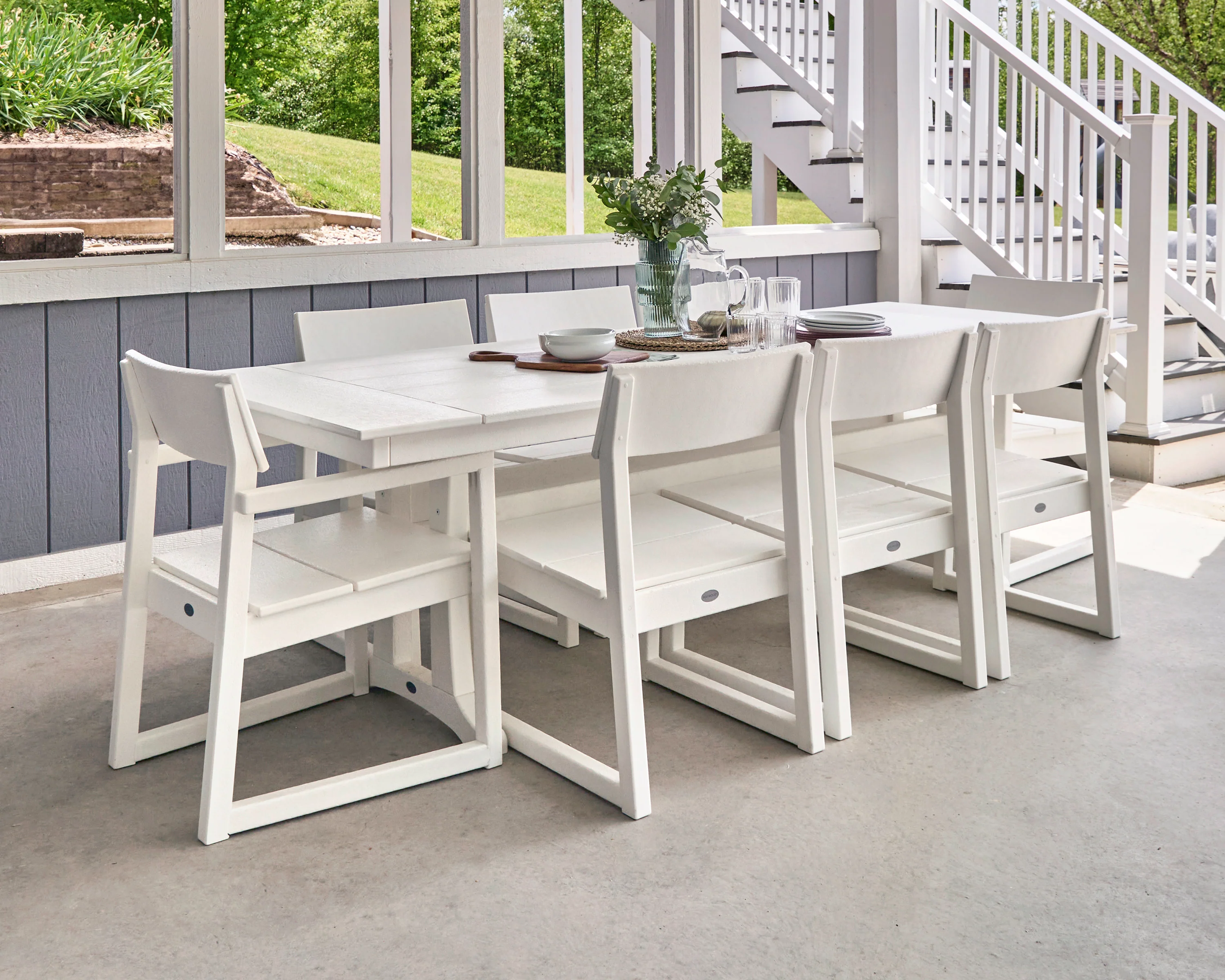 EDGE 9-Piece Farmhouse Dining Set with Trestle Legs - Image 5