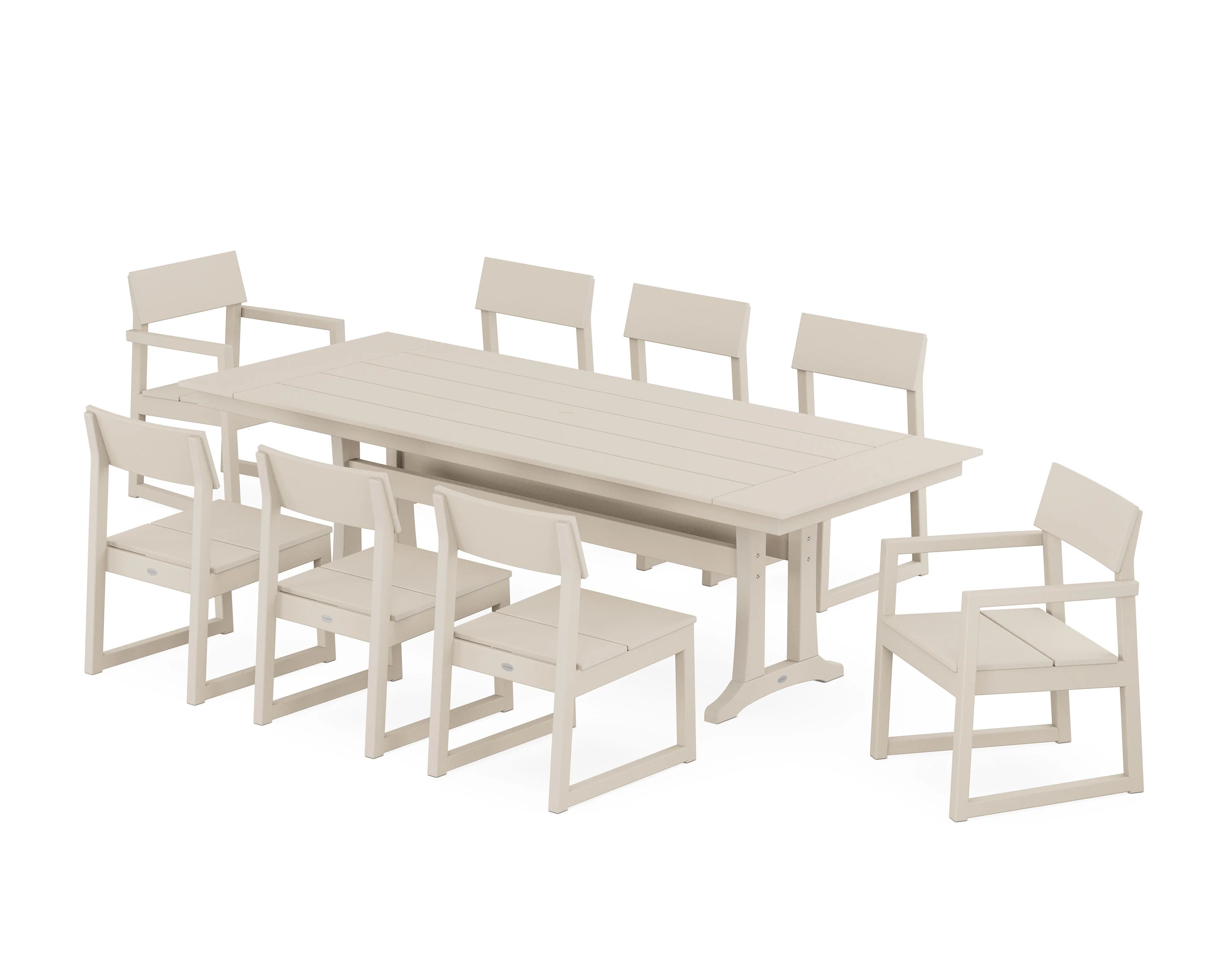 EDGE 9-Piece Farmhouse Dining Set with Trestle Legs - Image 7
