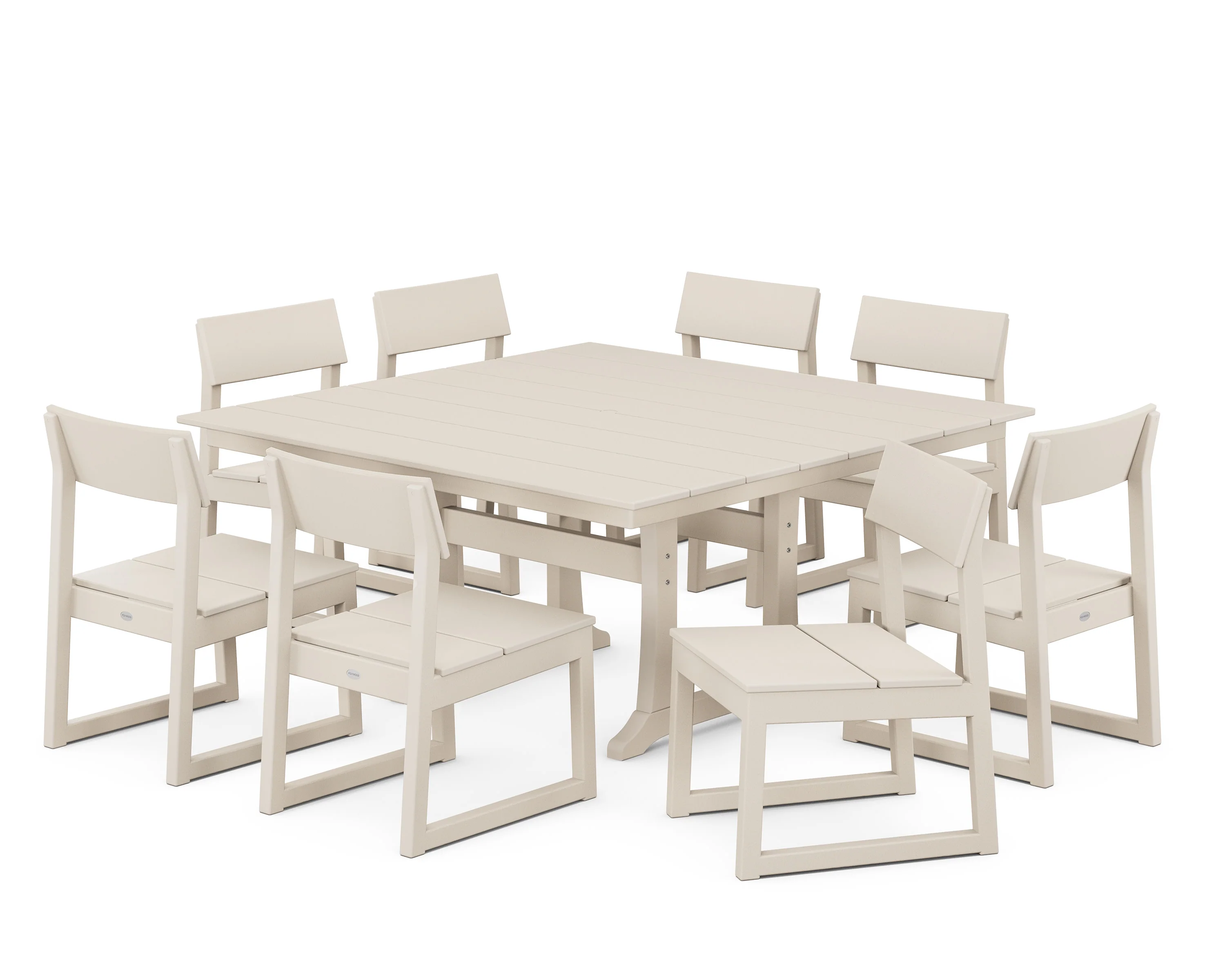 EDGE 9-Piece Farmhouse Trestle Dining Set - Image 11
