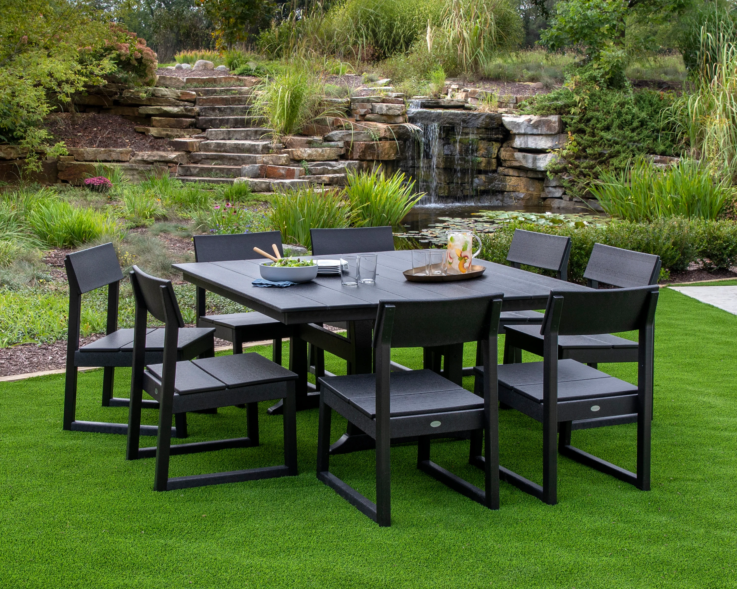 EDGE 9-Piece Farmhouse Trestle Dining Set - Image 3