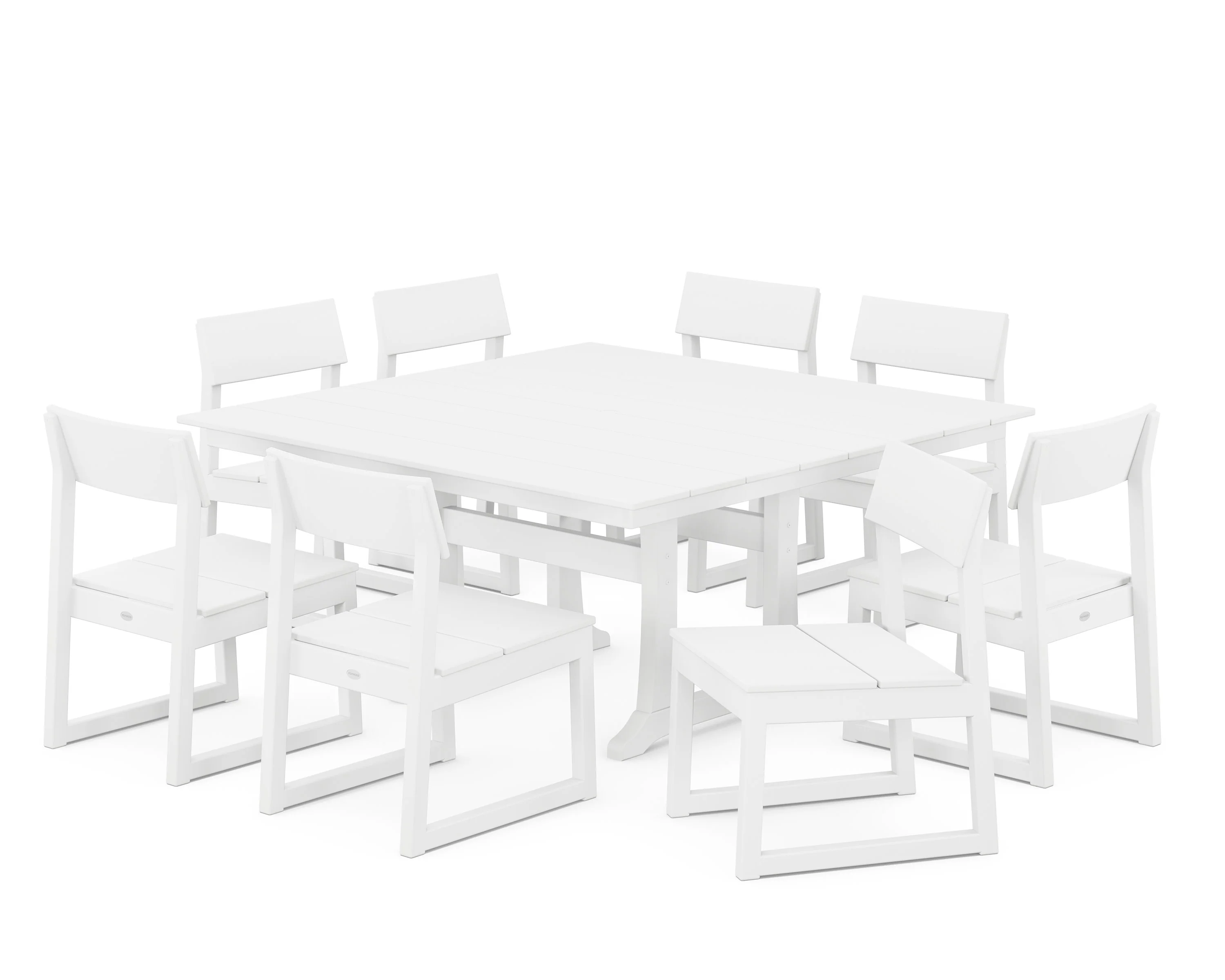 EDGE 9-Piece Farmhouse Trestle Dining Set - Image 9