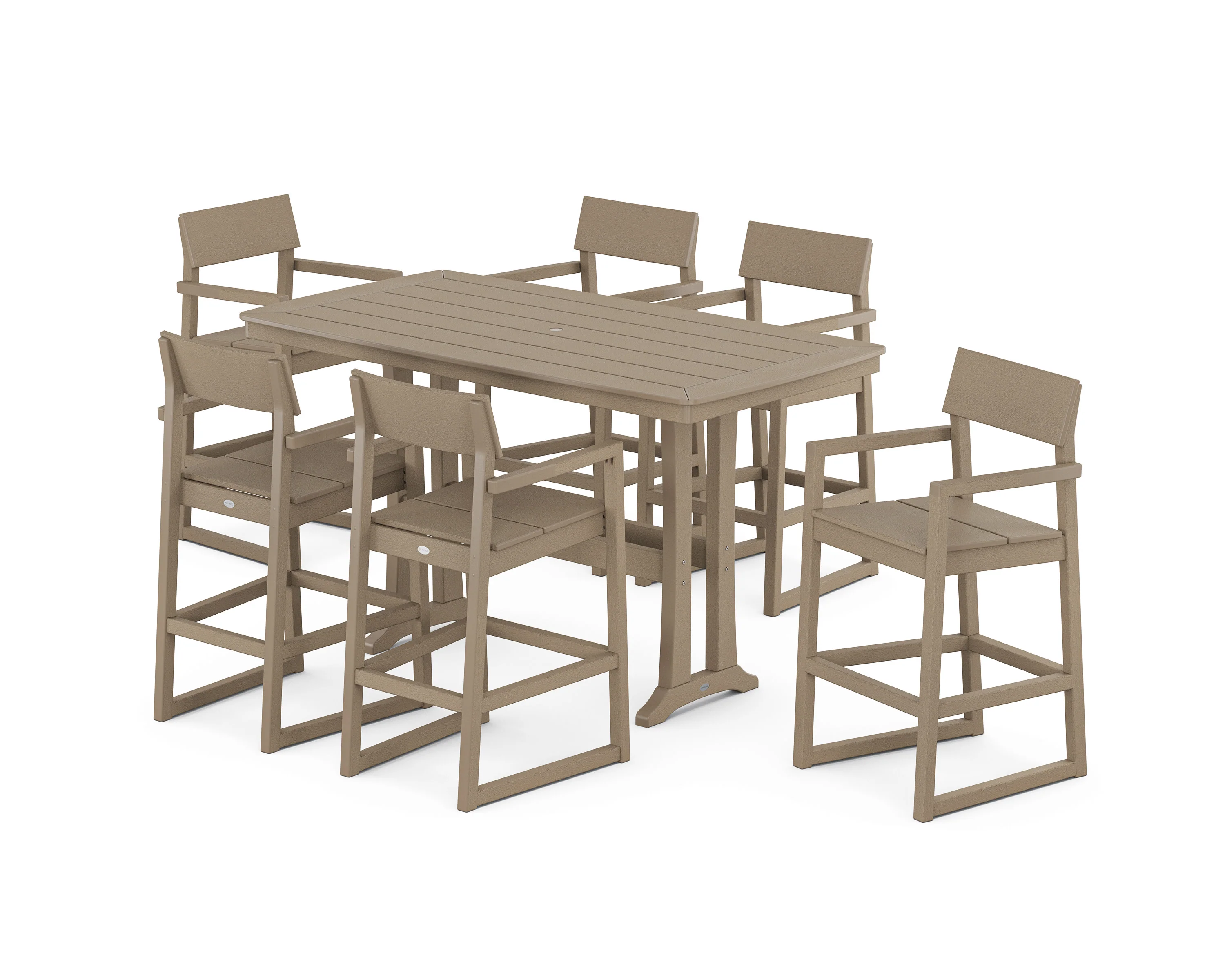 EDGE Arm Chair 7-Piece Bar Set with Trestle Legs - Image 10