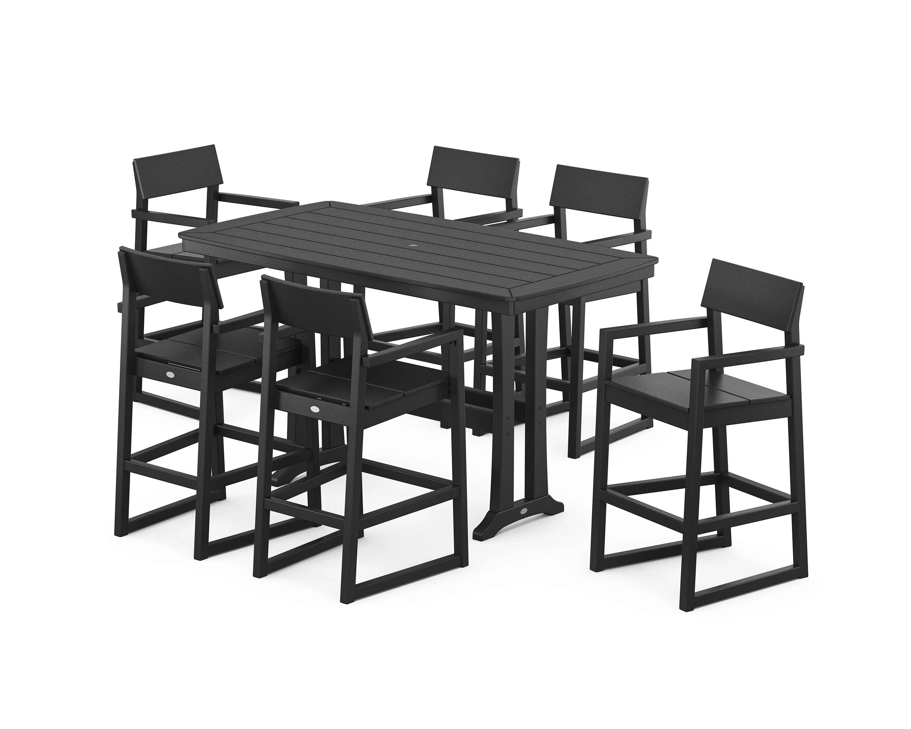 EDGE Arm Chair 7-Piece Bar Set with Trestle Legs - Image 3
