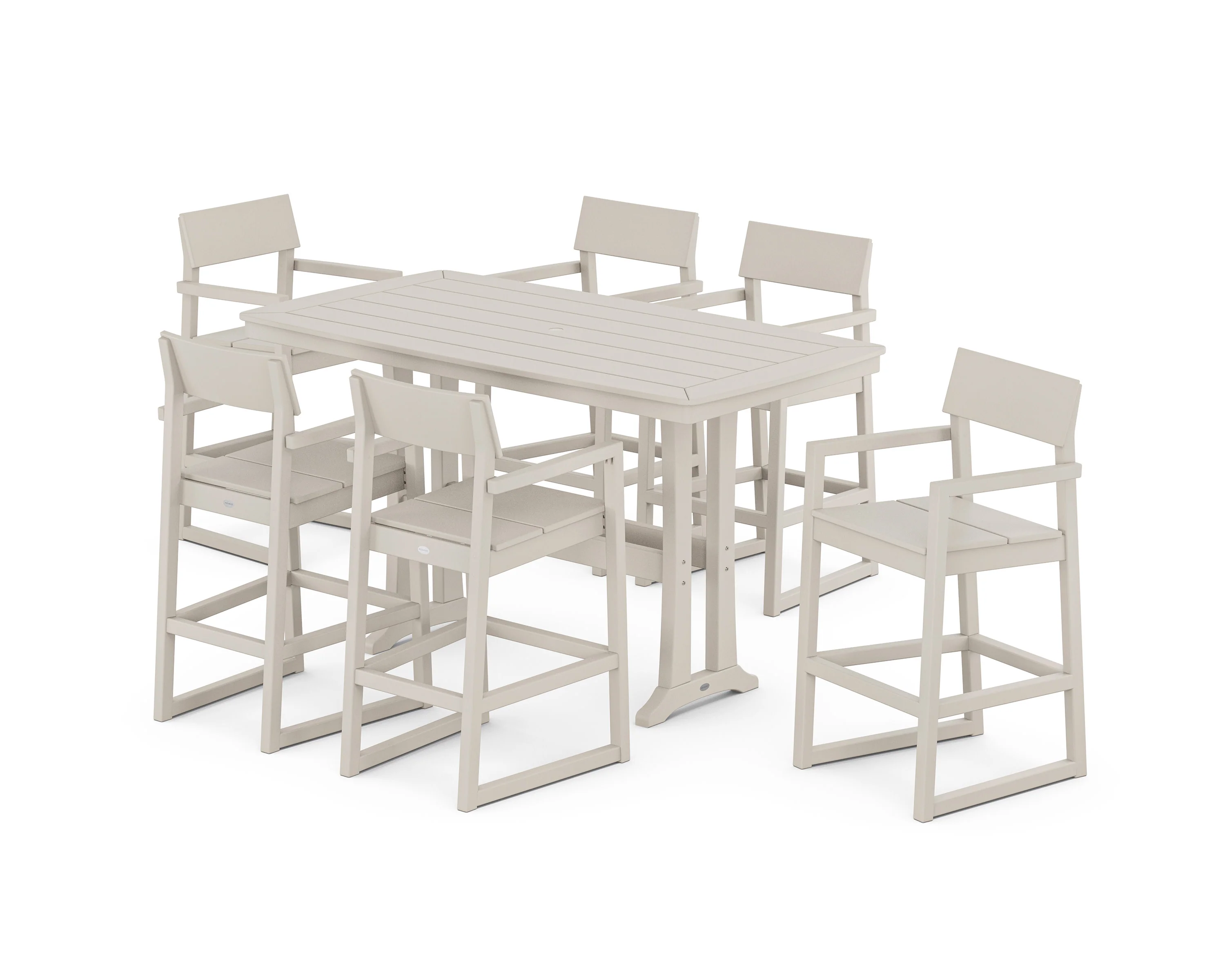 EDGE Arm Chair 7-Piece Bar Set with Trestle Legs - Image 7