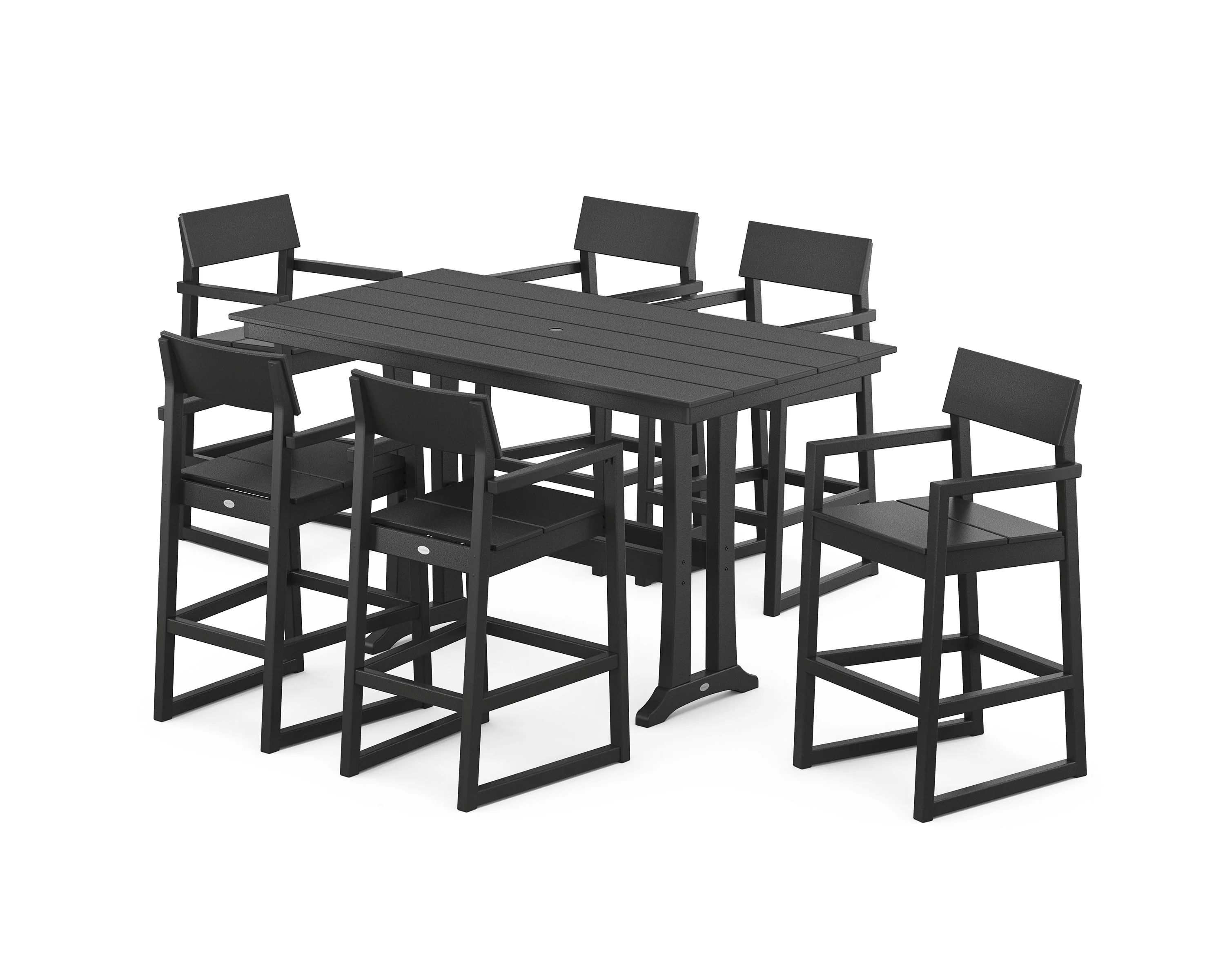 EDGE Arm Chair 7-Piece Farmhouse Bar Set with Trestle Legs - Image 10