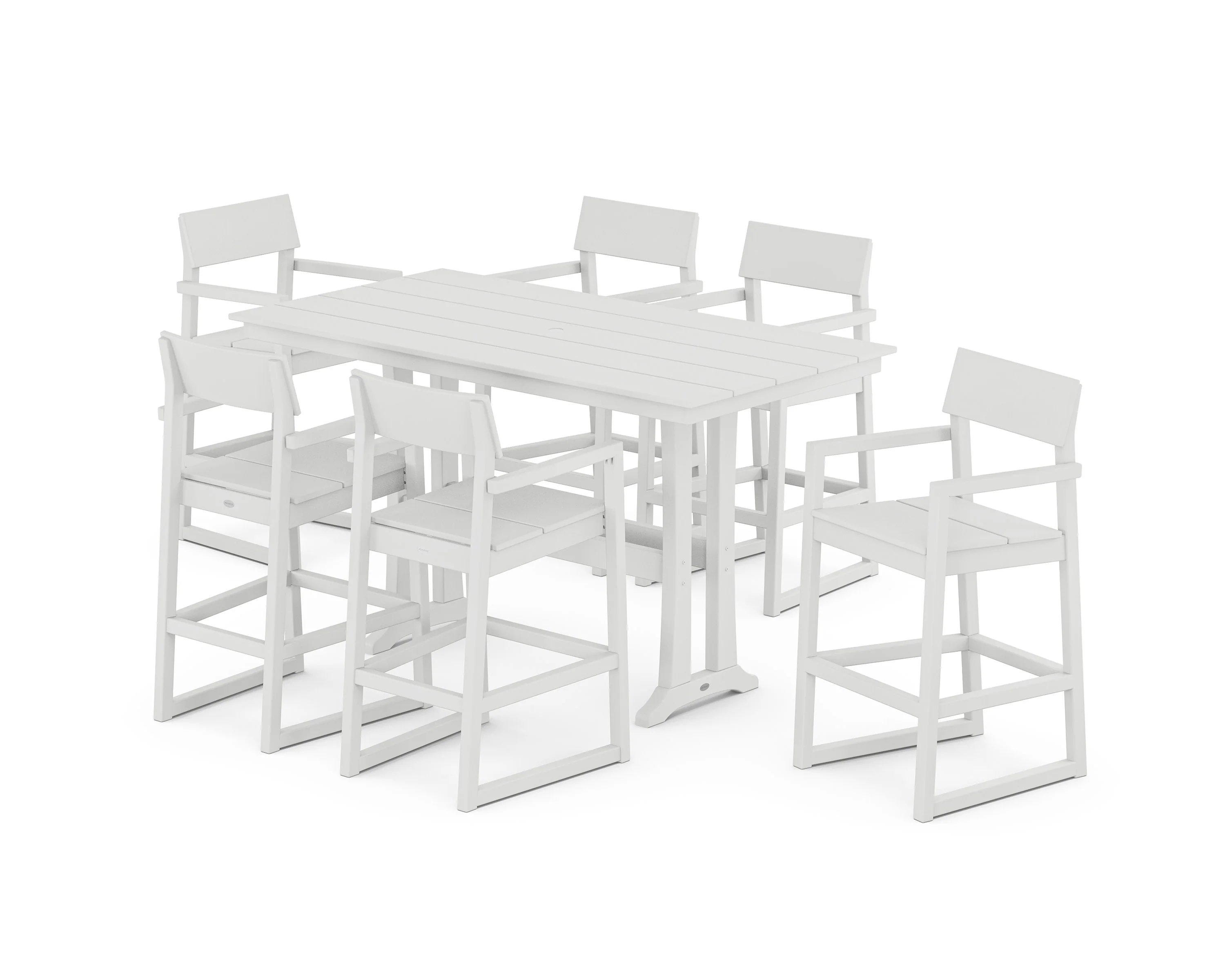 EDGE Arm Chair 7-Piece Farmhouse Bar Set with Trestle Legs - Image 11