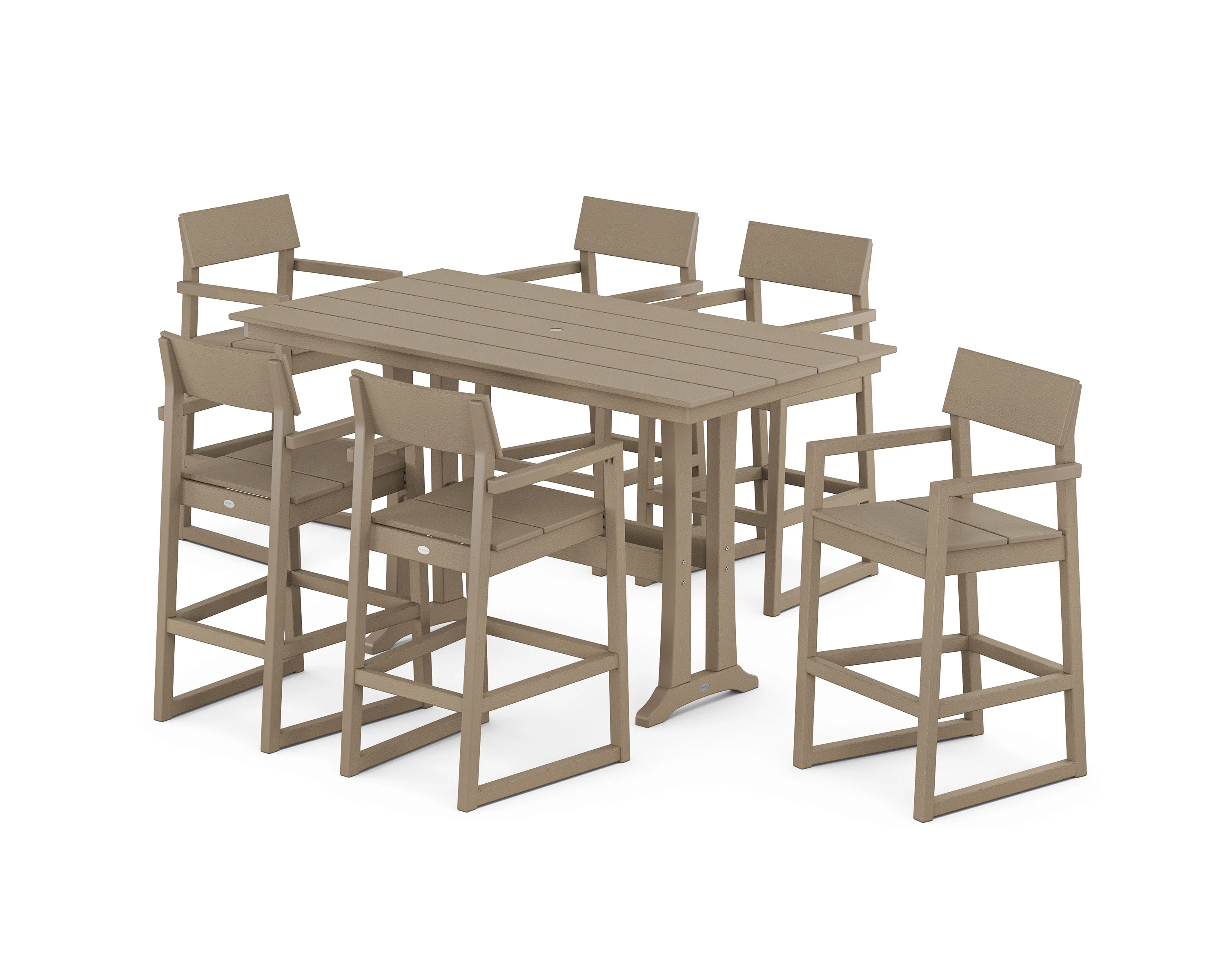 EDGE Arm Chair 7-Piece Farmhouse Bar Set with Trestle Legs - Image 3