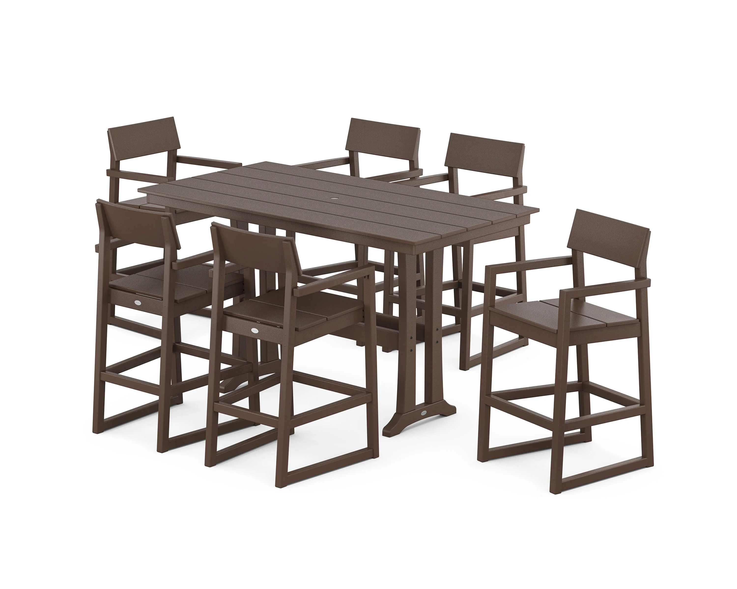 EDGE Arm Chair 7-Piece Farmhouse Bar Set with Trestle Legs - Image 4