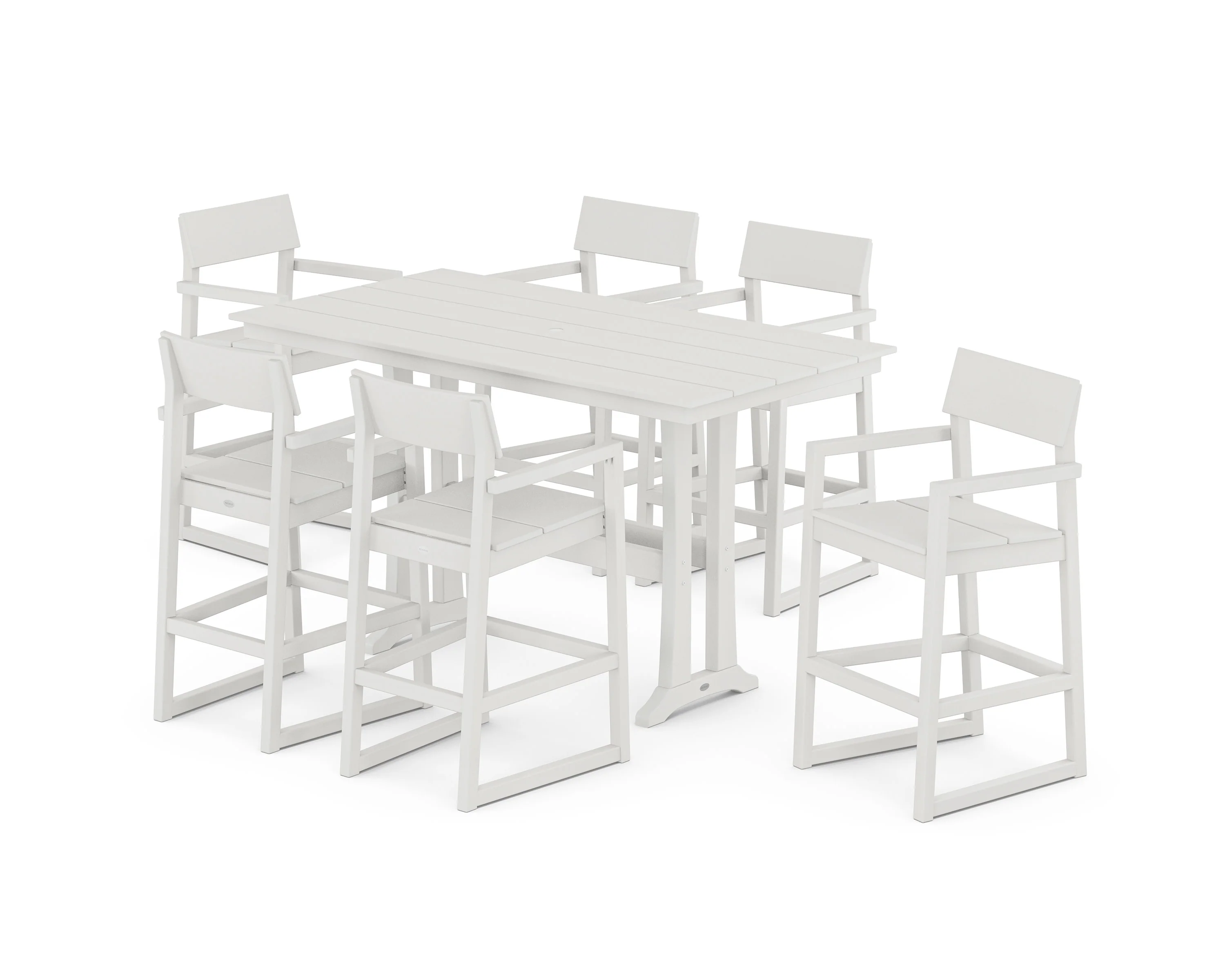 EDGE Arm Chair 7-Piece Farmhouse Bar Set with Trestle Legs - Image 5