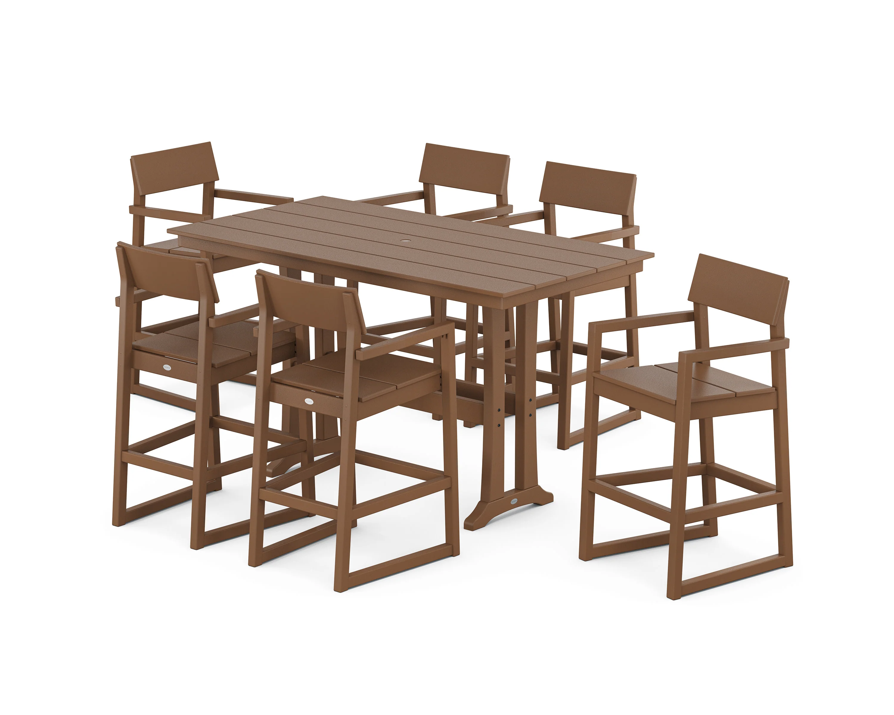 EDGE Arm Chair 7-Piece Farmhouse Bar Set with Trestle Legs - Image 7