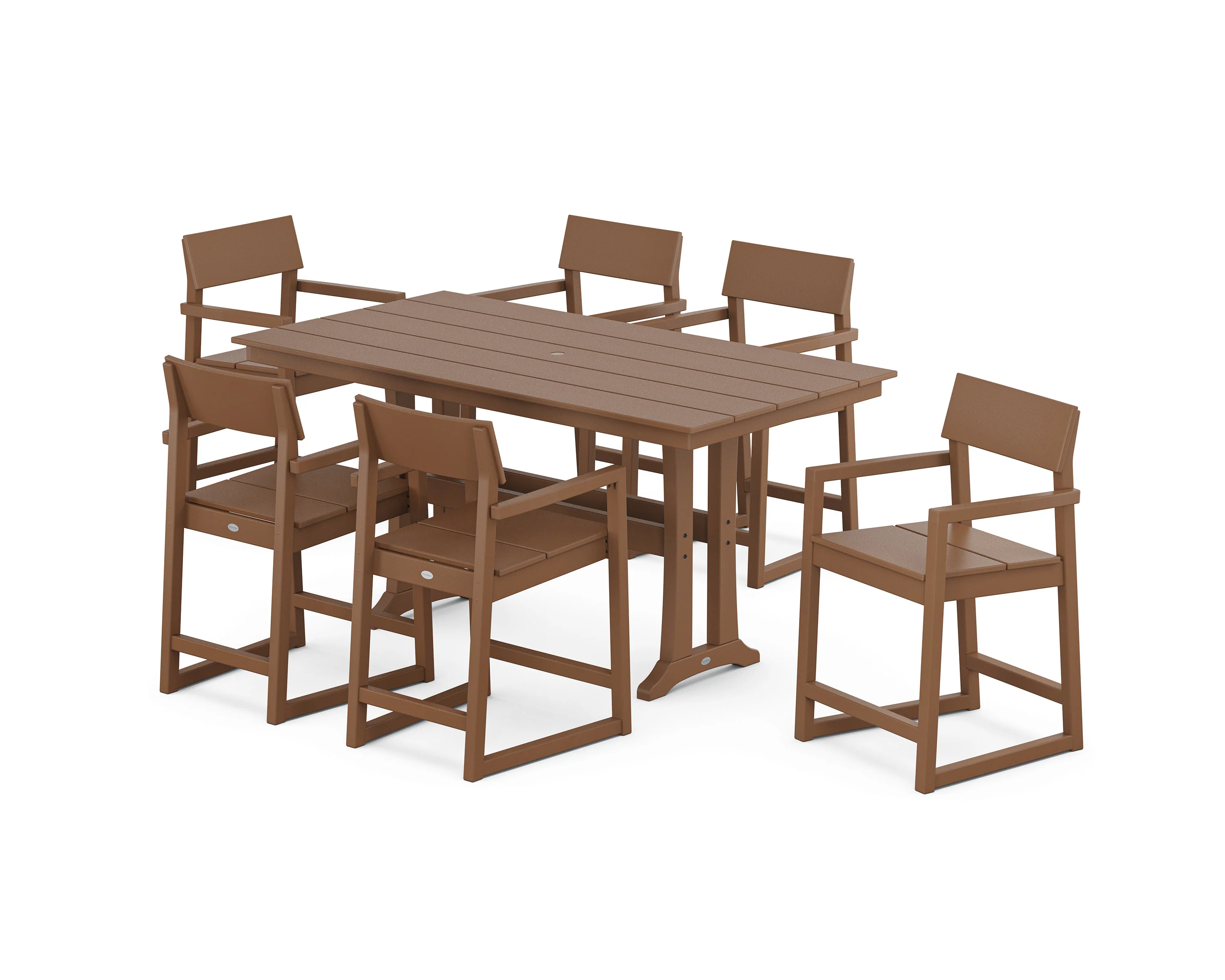 EDGE Arm Chair 7-Piece Farmhouse Counter Set with Trestle Legs - Image 10
