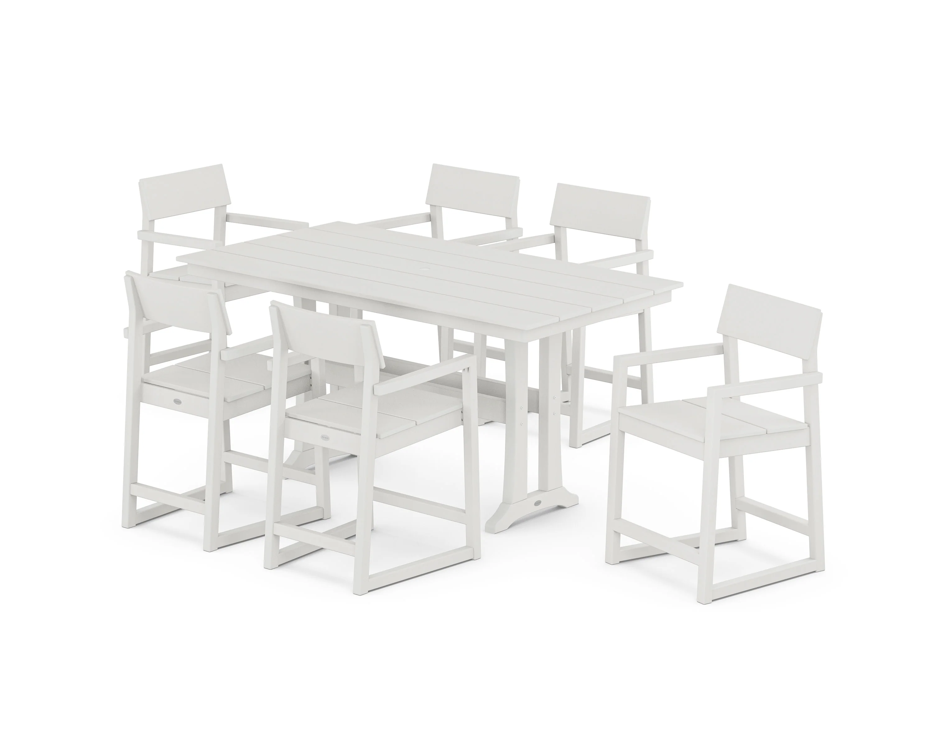 EDGE Arm Chair 7-Piece Farmhouse Counter Set with Trestle Legs - Image 11