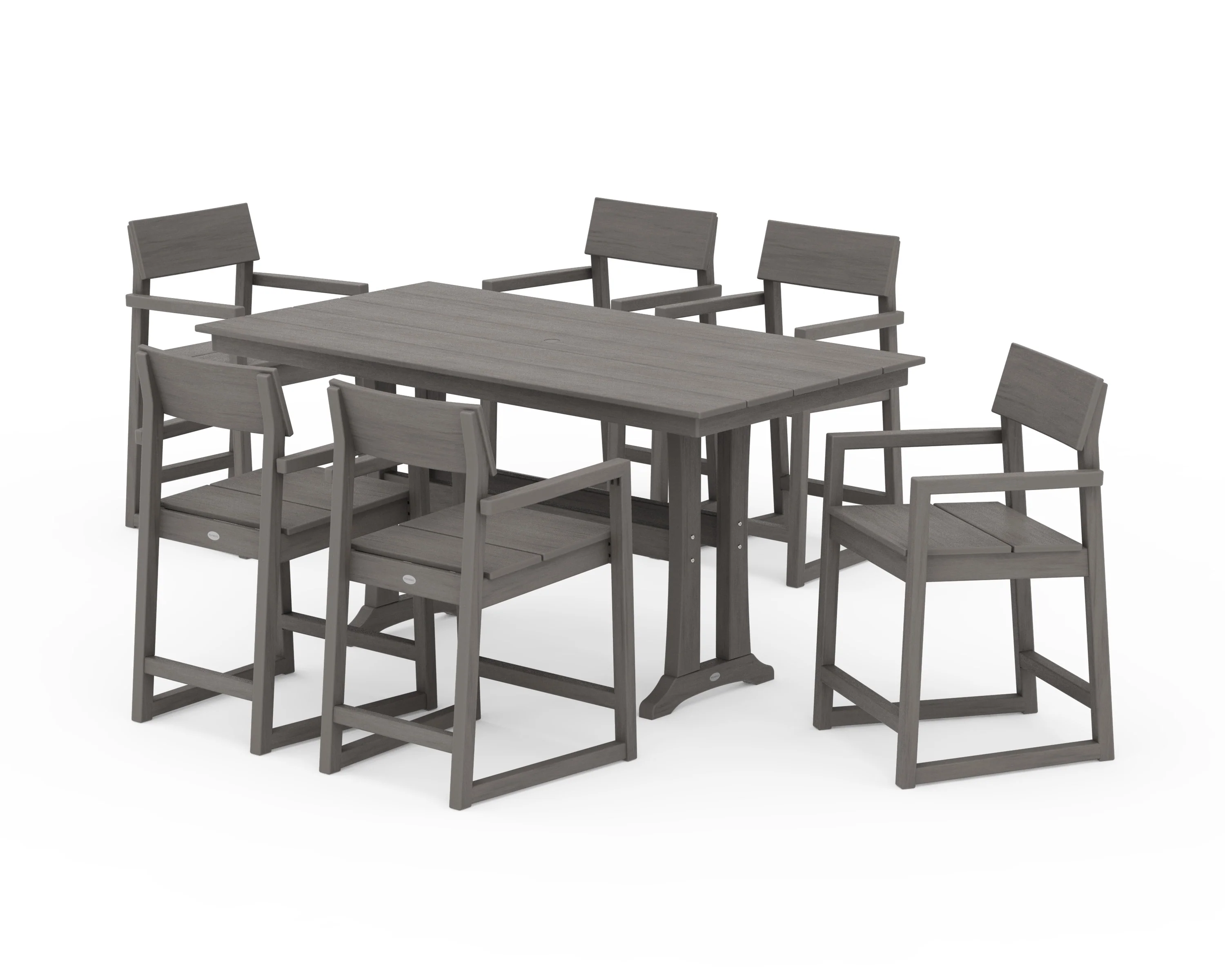 EDGE Arm Chair 7-Piece Farmhouse Counter Set with Trestle Legs - Image 12