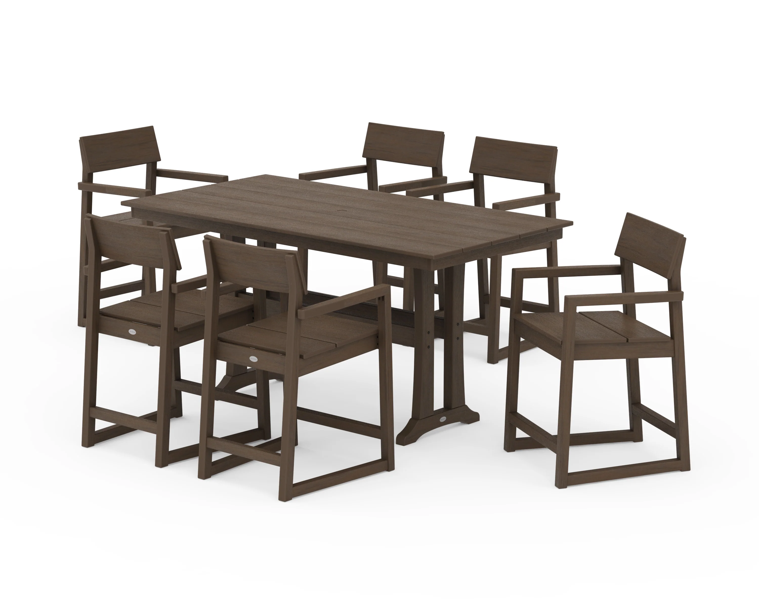 EDGE Arm Chair 7-Piece Farmhouse Counter Set with Trestle Legs - Image 13