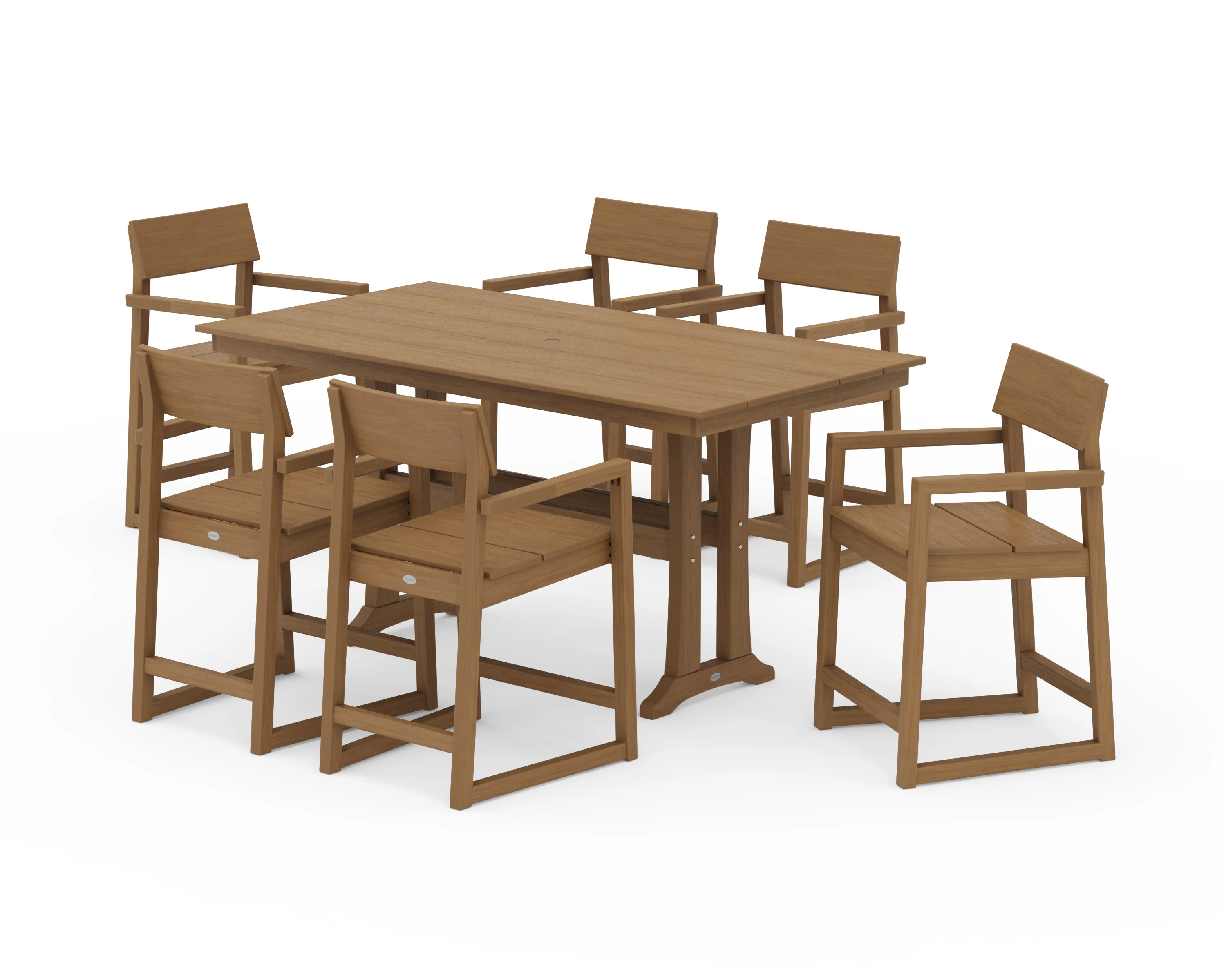 EDGE Arm Chair 7-Piece Farmhouse Counter Set with Trestle Legs - Image 14