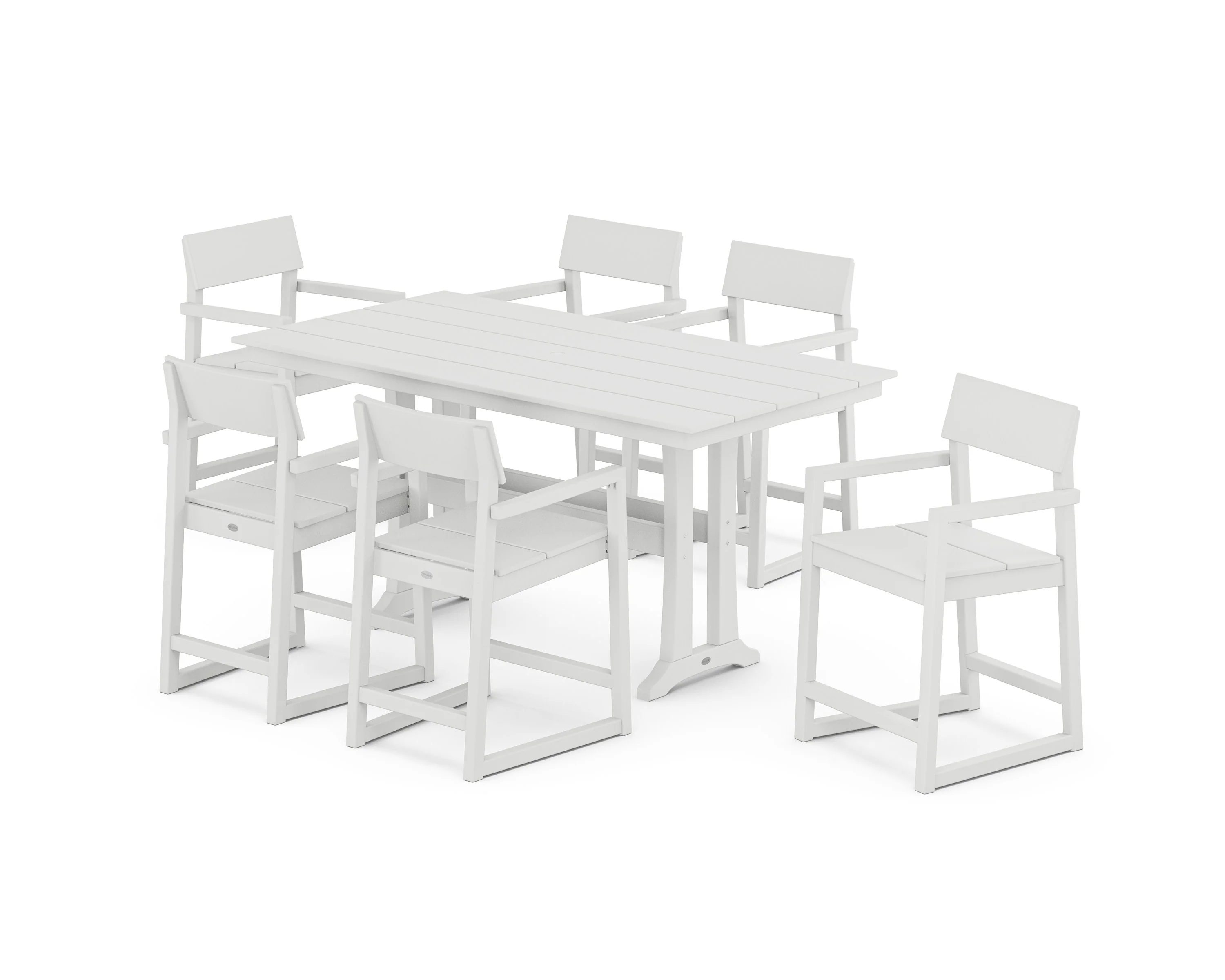 EDGE Arm Chair 7-Piece Farmhouse Counter Set with Trestle Legs - Image 3
