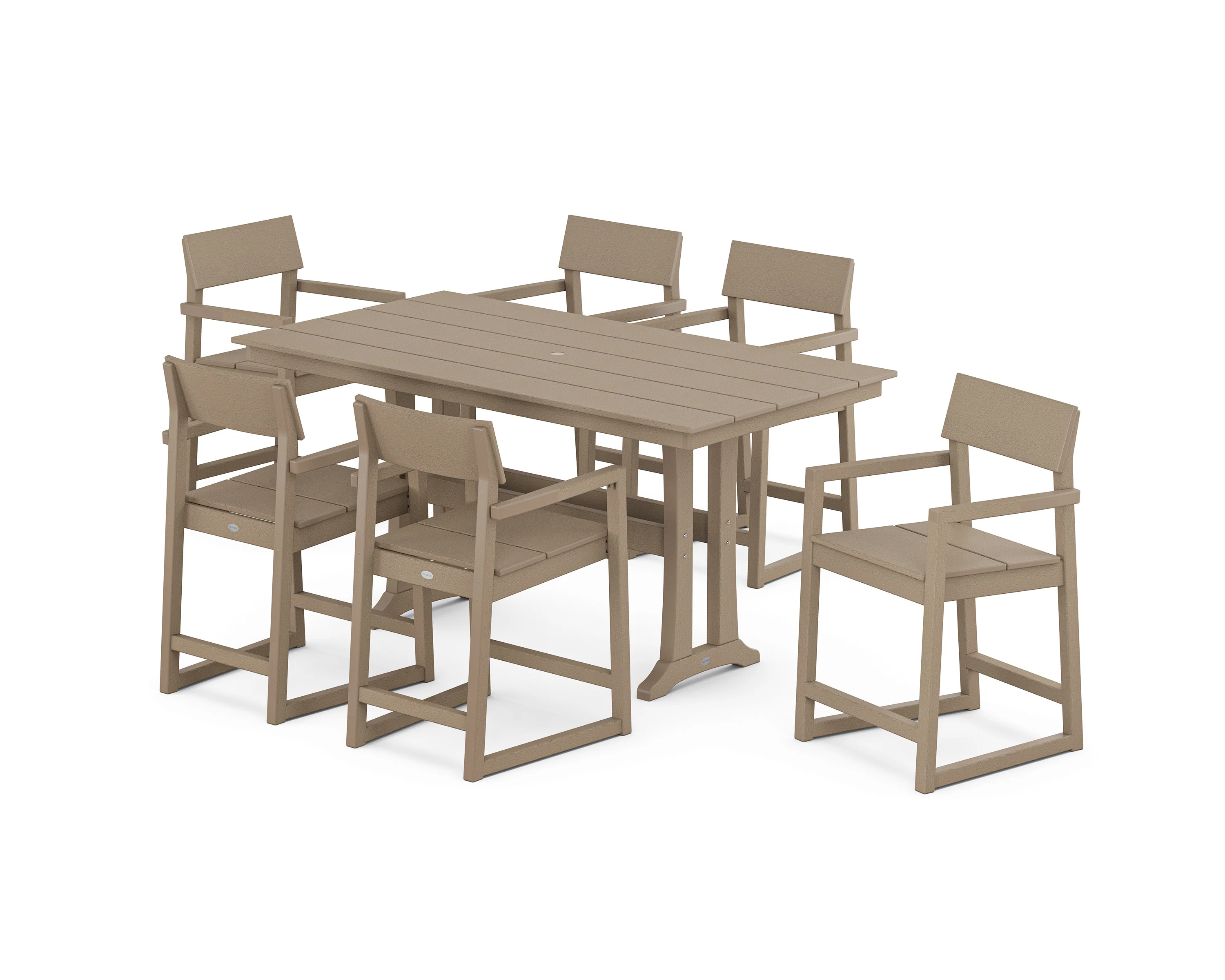 EDGE Arm Chair 7-Piece Farmhouse Counter Set with Trestle Legs - Image 4