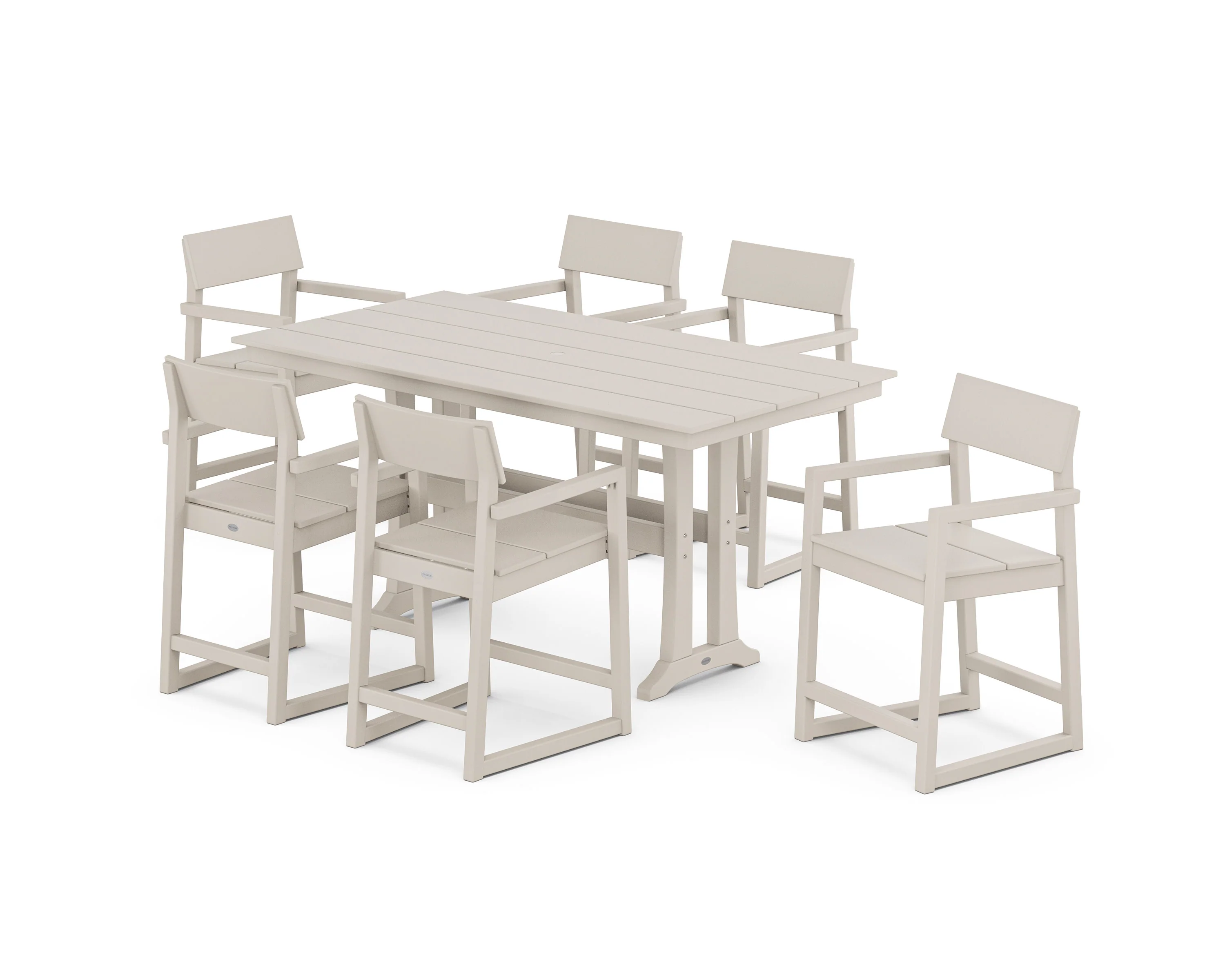 EDGE Arm Chair 7-Piece Farmhouse Counter Set with Trestle Legs - Image 5