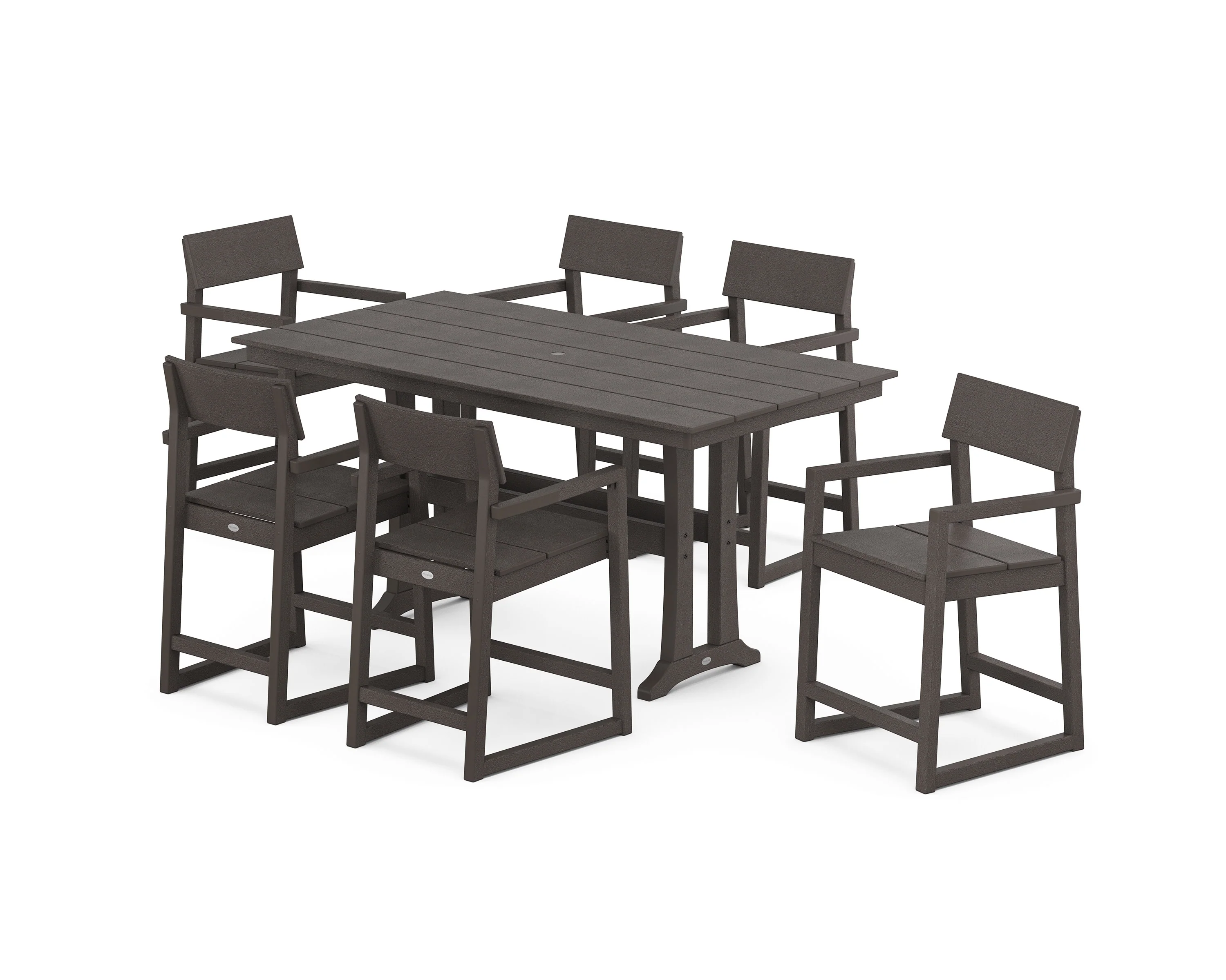 EDGE Arm Chair 7-Piece Farmhouse Counter Set with Trestle Legs - Image 6