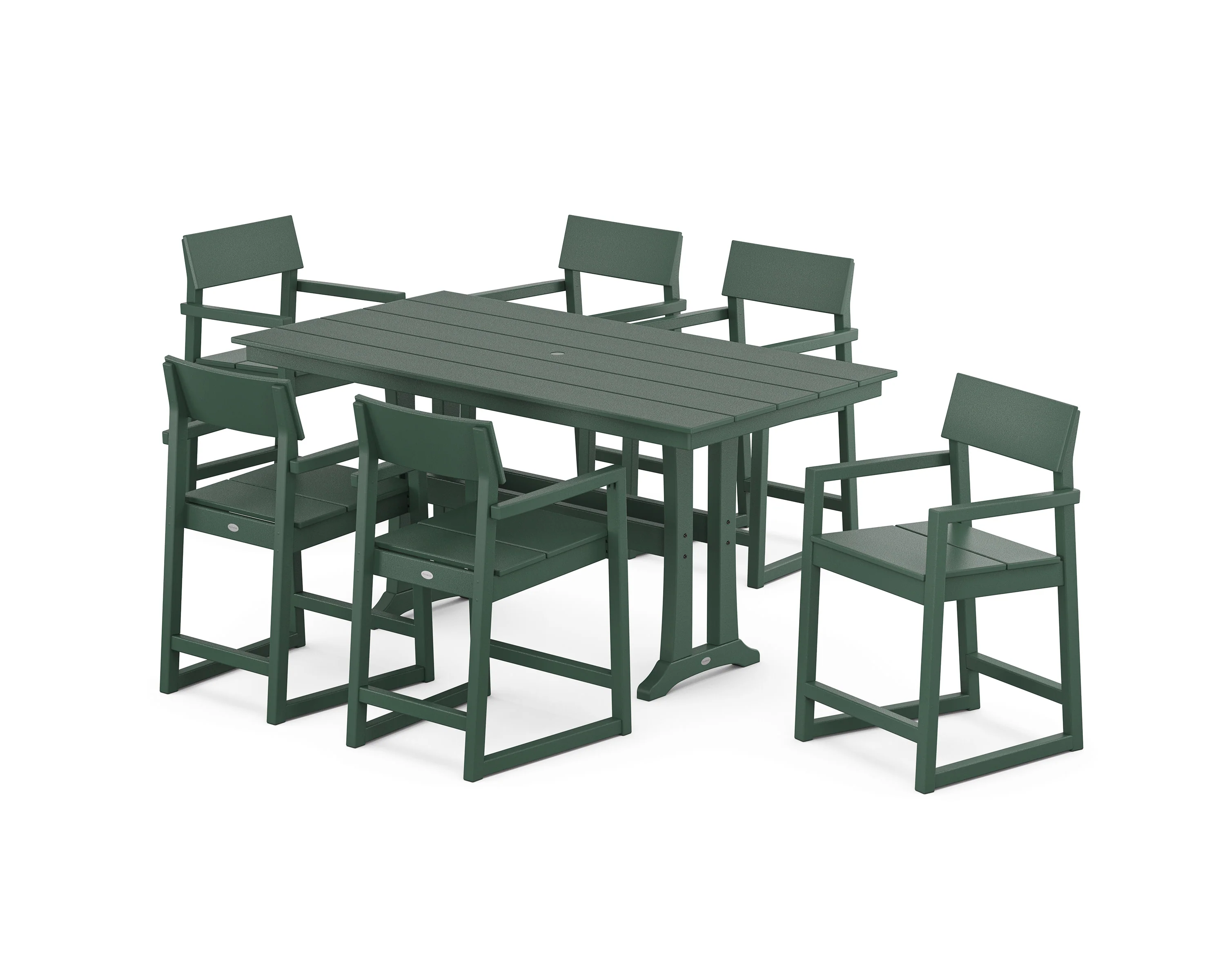 EDGE Arm Chair 7-Piece Farmhouse Counter Set with Trestle Legs - Image 7