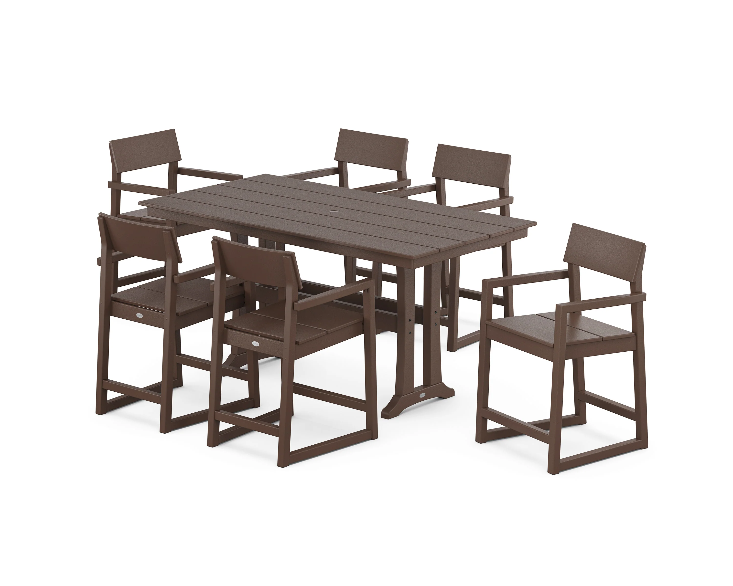 EDGE Arm Chair 7-Piece Farmhouse Counter Set with Trestle Legs - Image 8