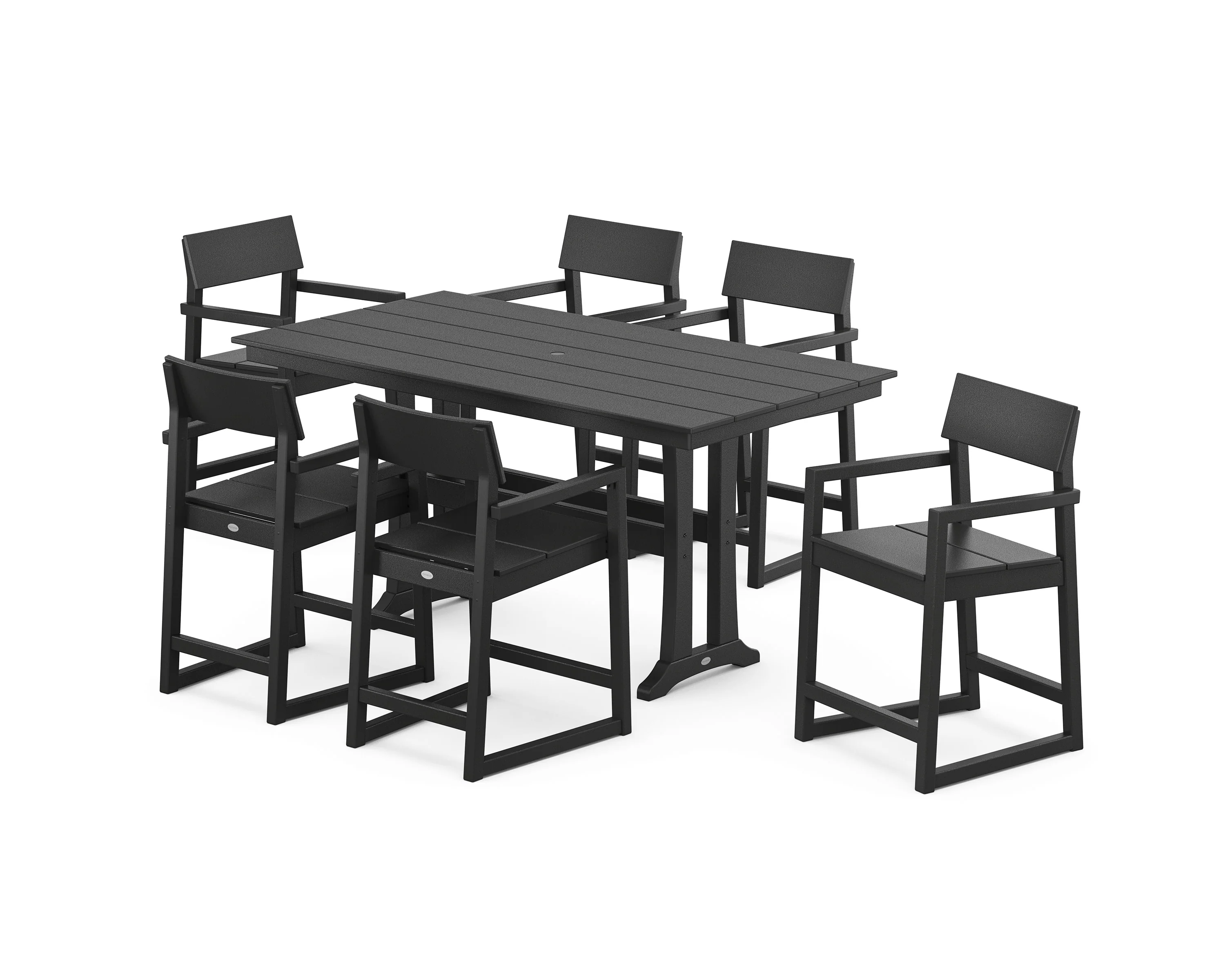 EDGE Arm Chair 7-Piece Farmhouse Counter Set with Trestle Legs - Image 9