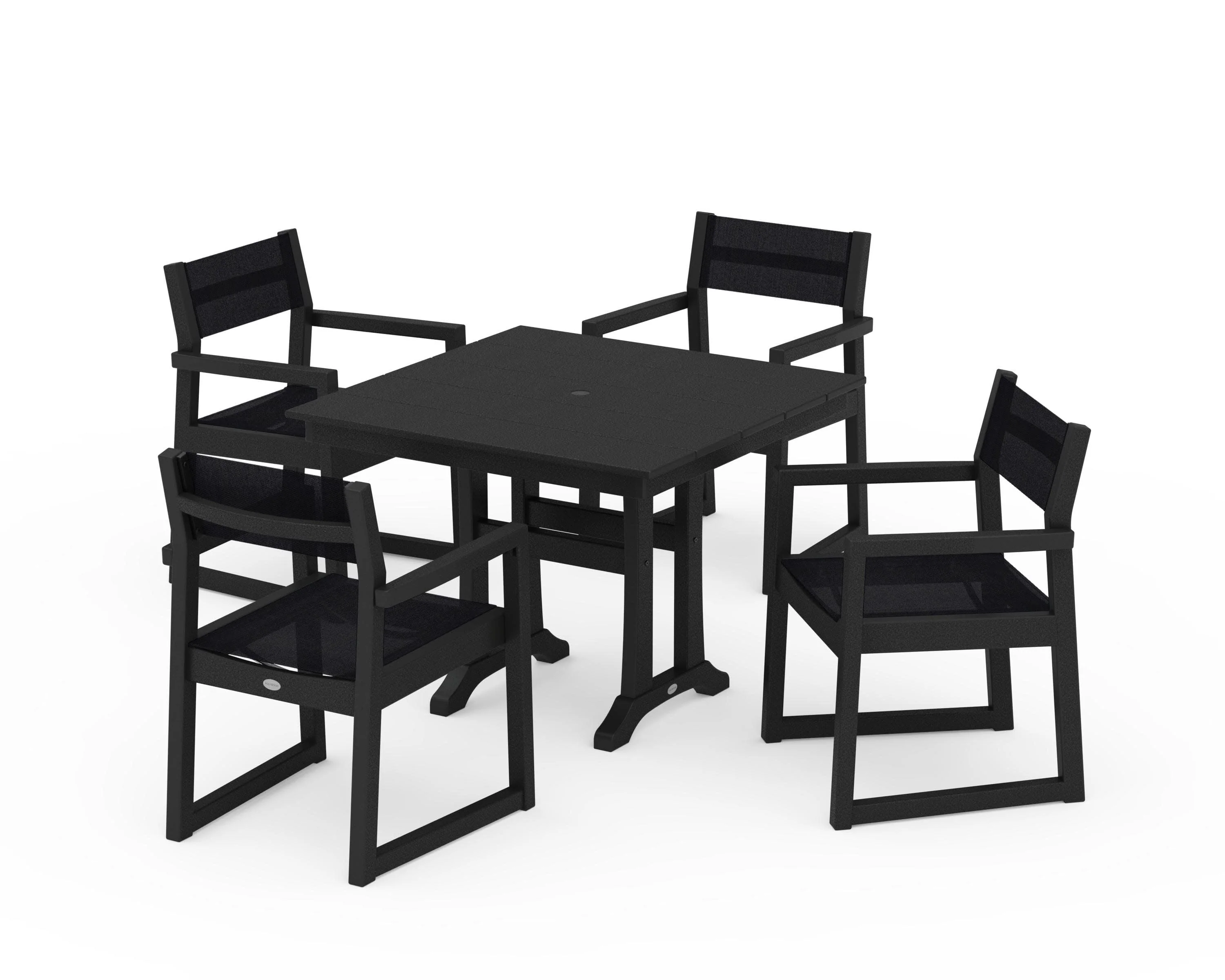EDGE Sling 5-Piece Farmhouse Dining Set with Trestle Legs - Image 10
