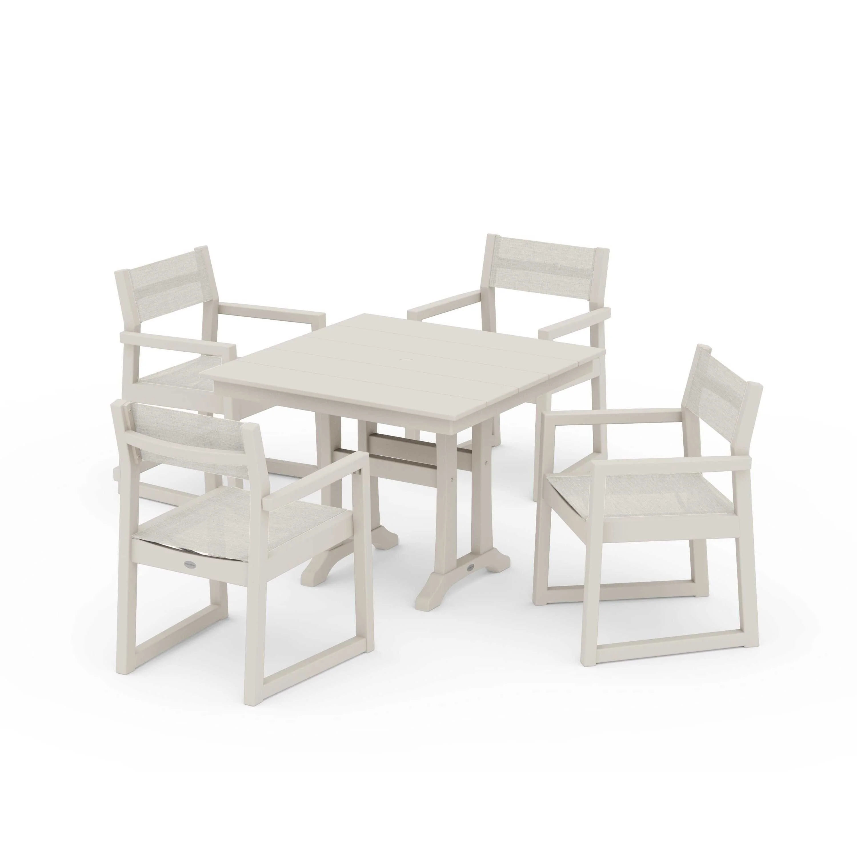 EDGE Sling 5-Piece Farmhouse Dining Set with Trestle Legs - Image 107