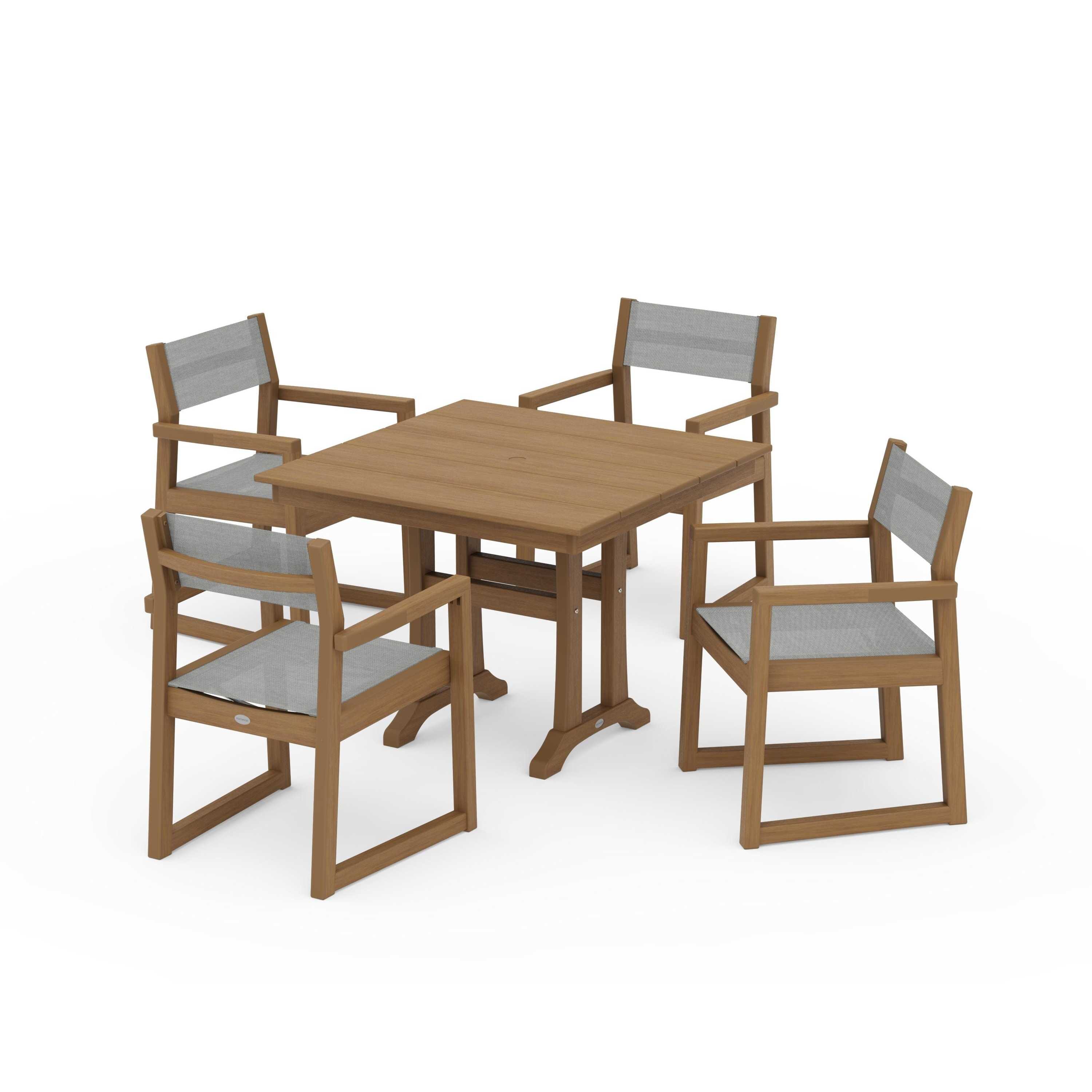 EDGE Sling 5-Piece Farmhouse Dining Set with Trestle Legs - Image 108