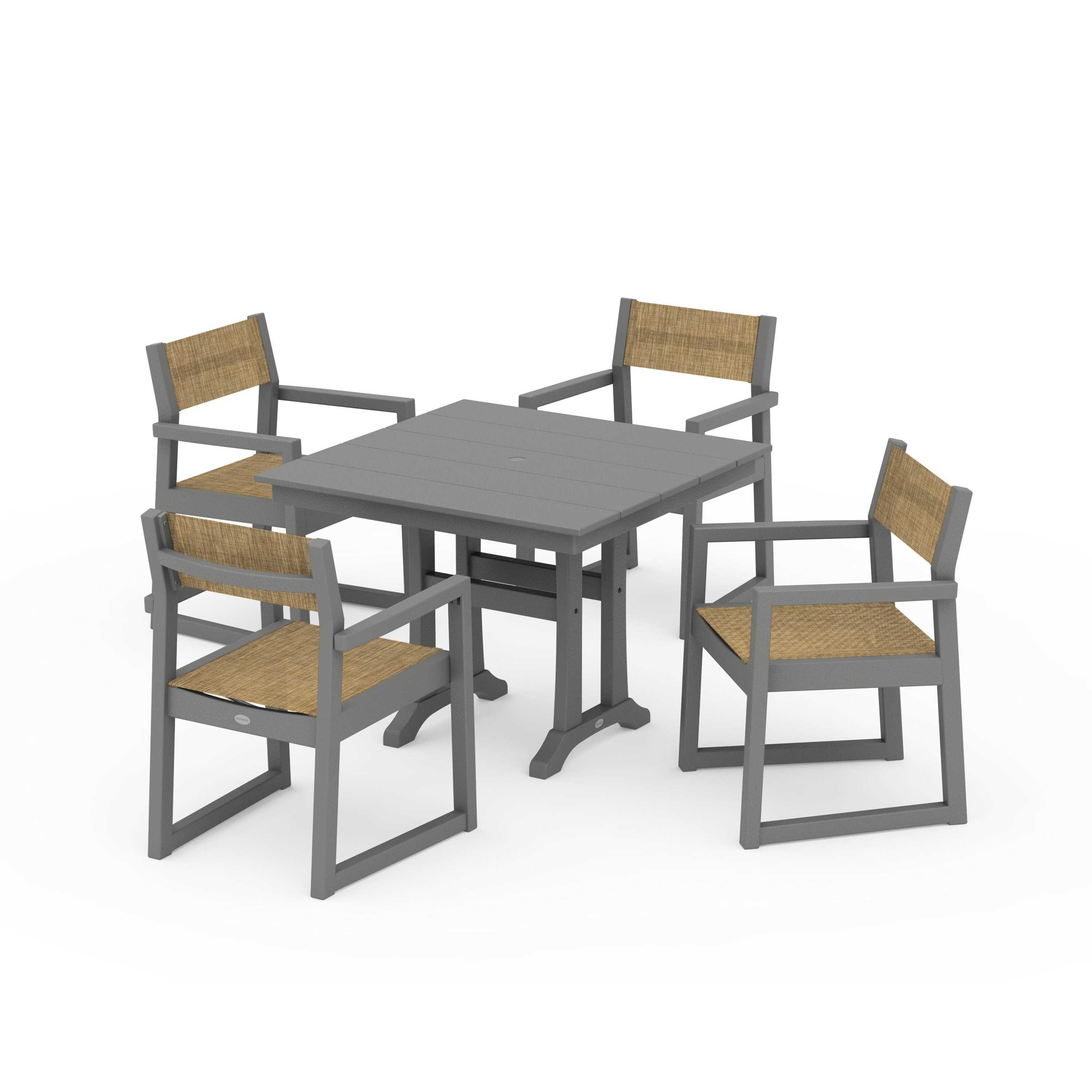 EDGE Sling 5-Piece Farmhouse Dining Set with Trestle Legs - Image 109