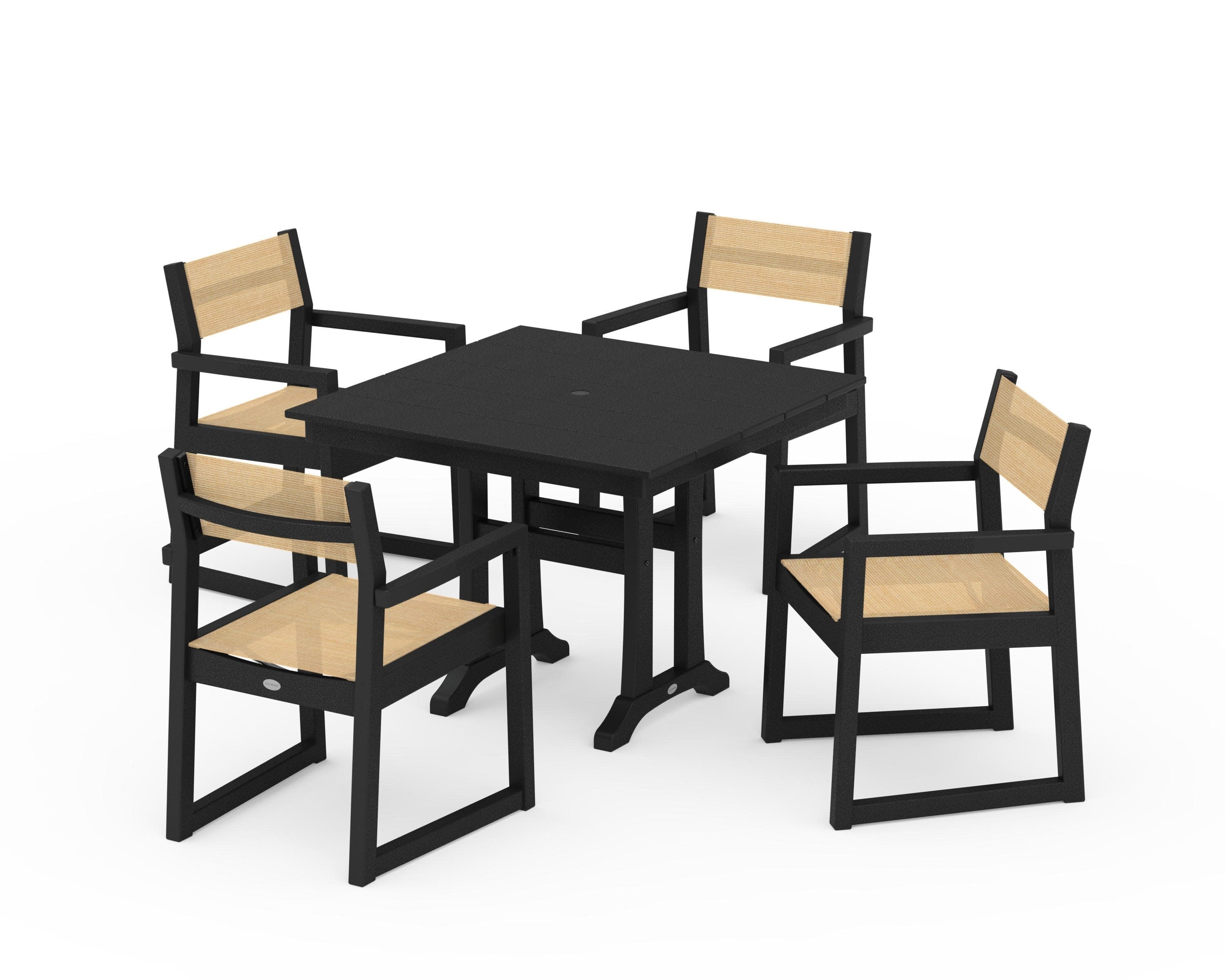 EDGE Sling 5-Piece Farmhouse Dining Set with Trestle Legs - Image 11
