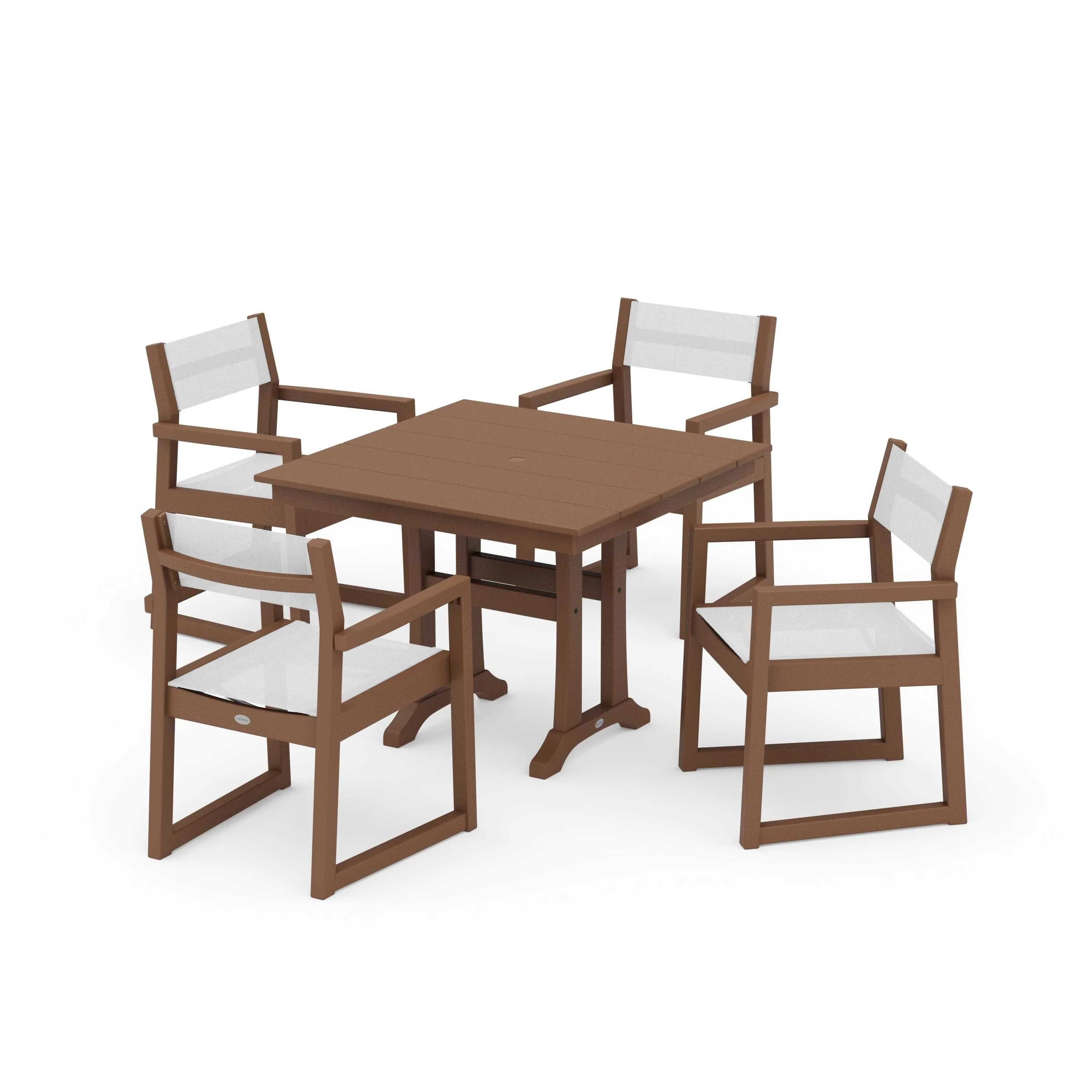 EDGE Sling 5-Piece Farmhouse Dining Set with Trestle Legs - Image 110