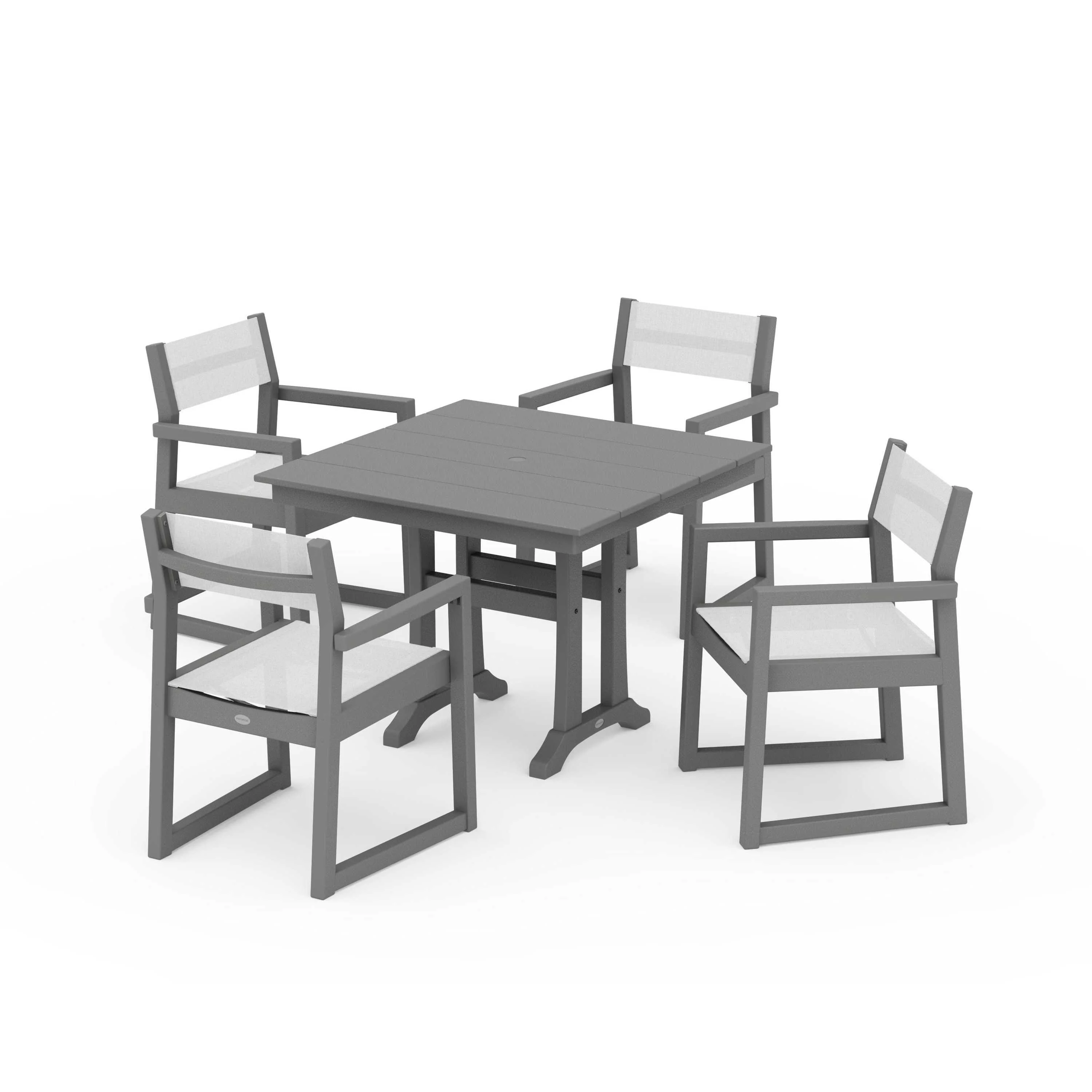 EDGE Sling 5-Piece Farmhouse Dining Set with Trestle Legs - Image 111