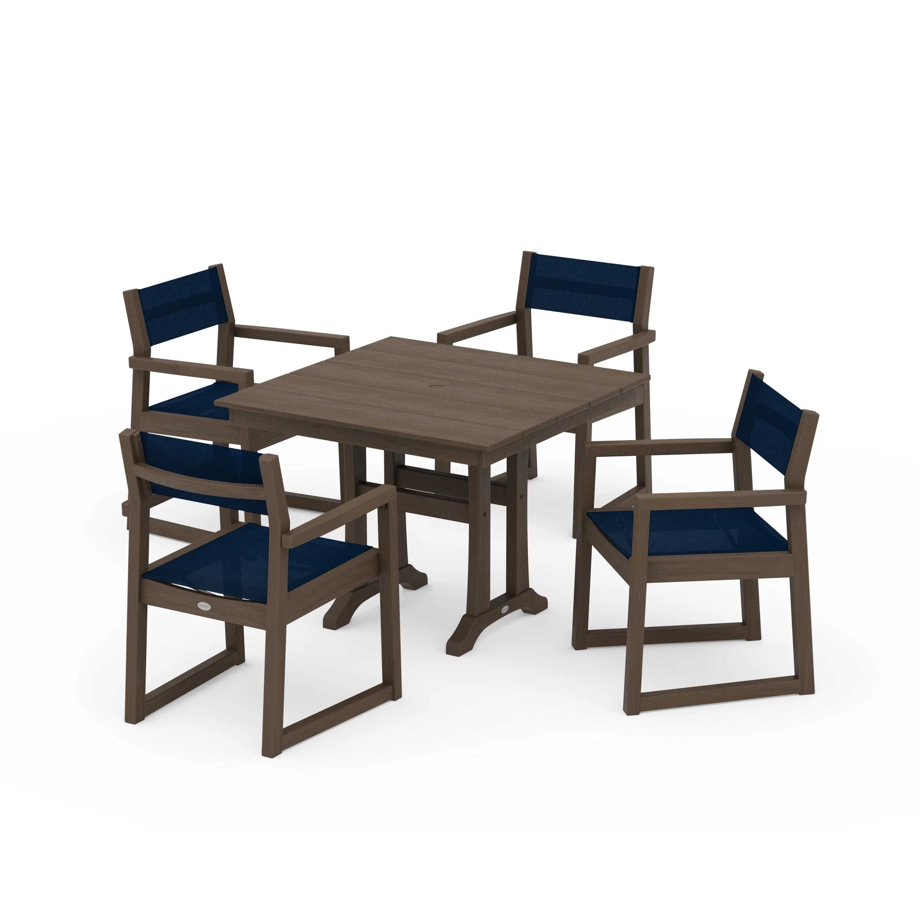EDGE Sling 5-Piece Farmhouse Dining Set with Trestle Legs - Image 114