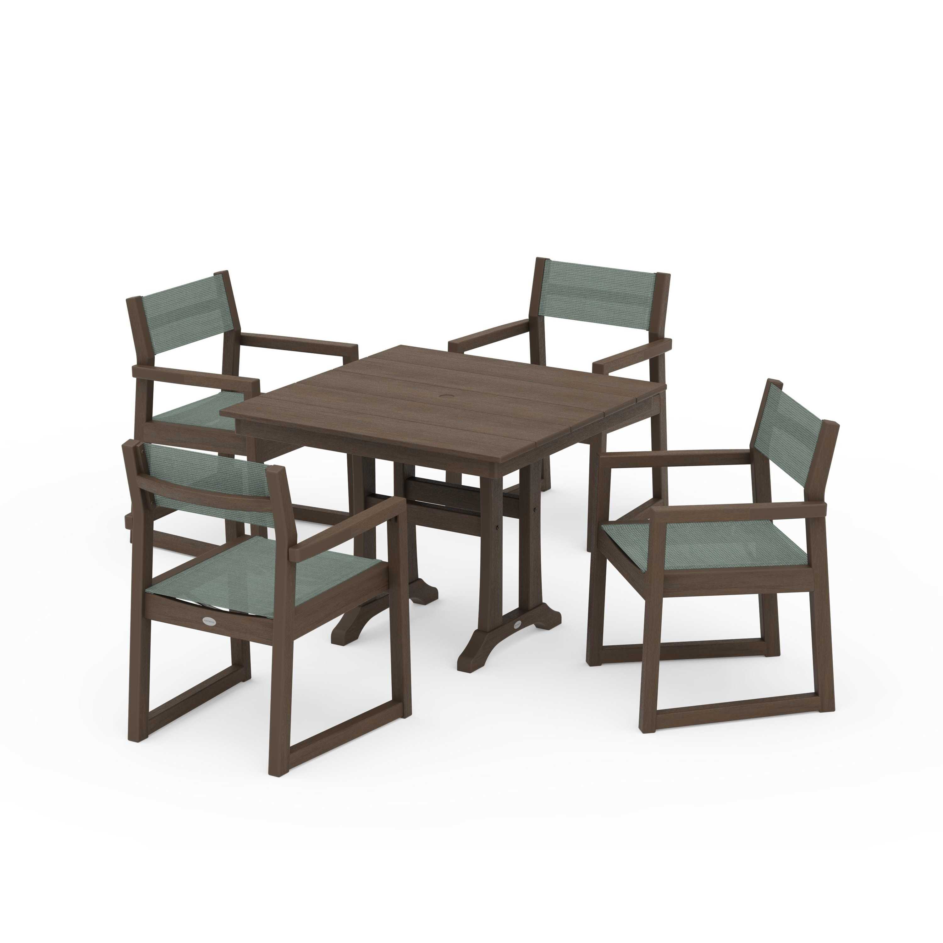 EDGE Sling 5-Piece Farmhouse Dining Set with Trestle Legs - Image 116