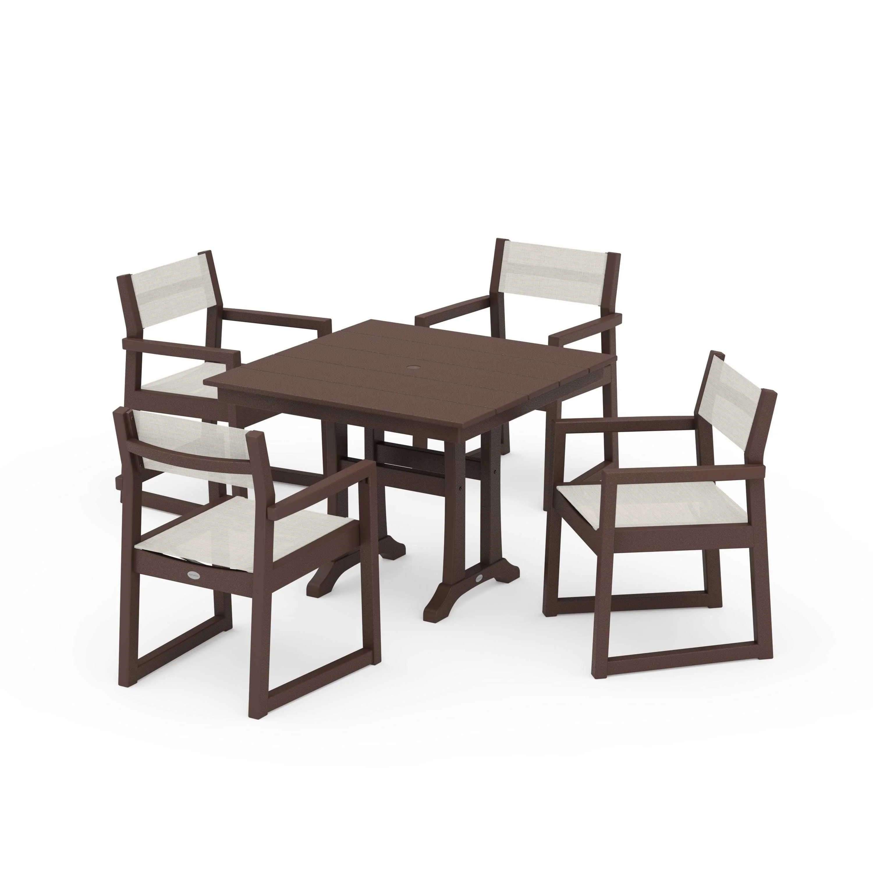 EDGE Sling 5-Piece Farmhouse Dining Set with Trestle Legs - Image 119