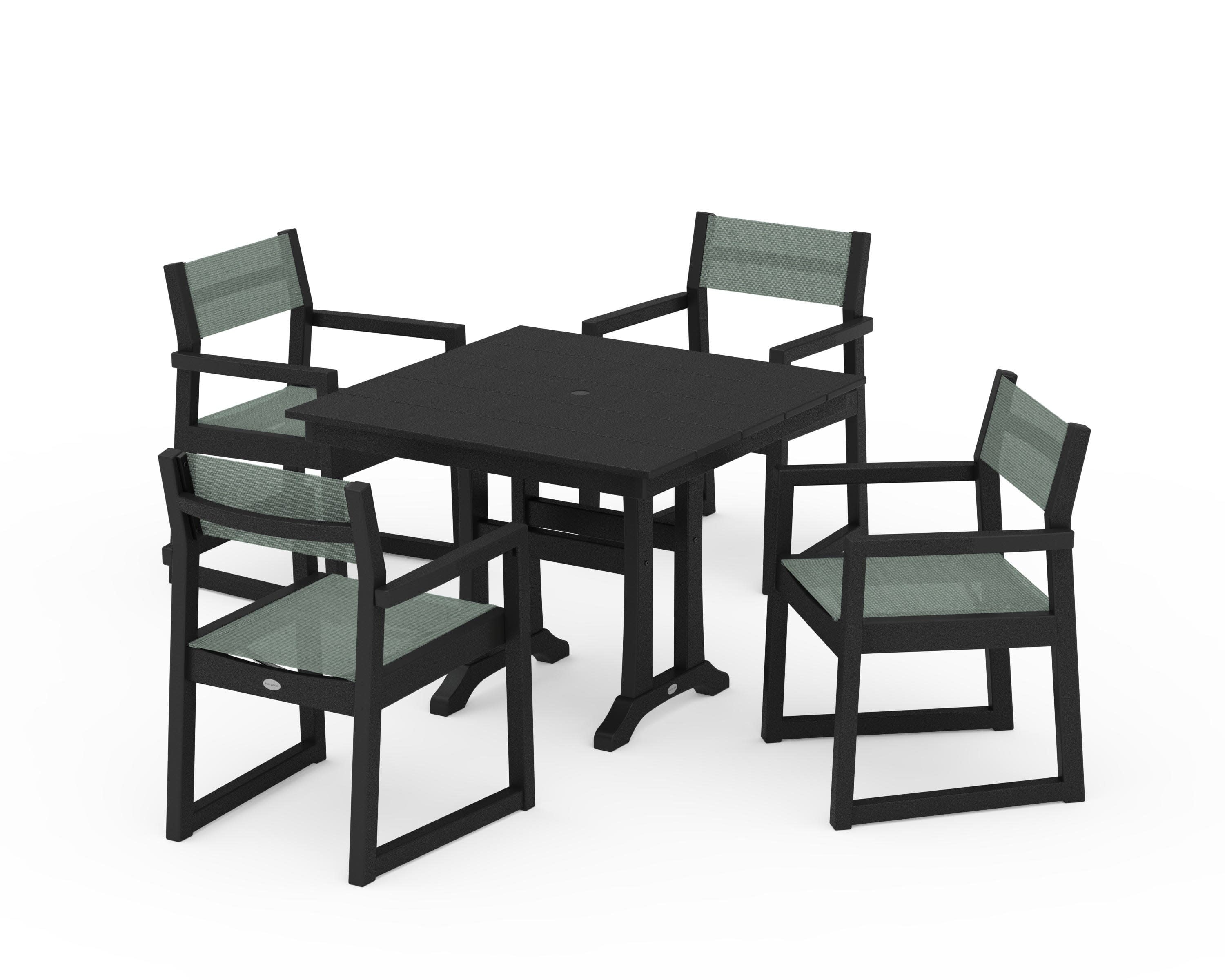 EDGE Sling 5-Piece Farmhouse Dining Set with Trestle Legs - Image 12