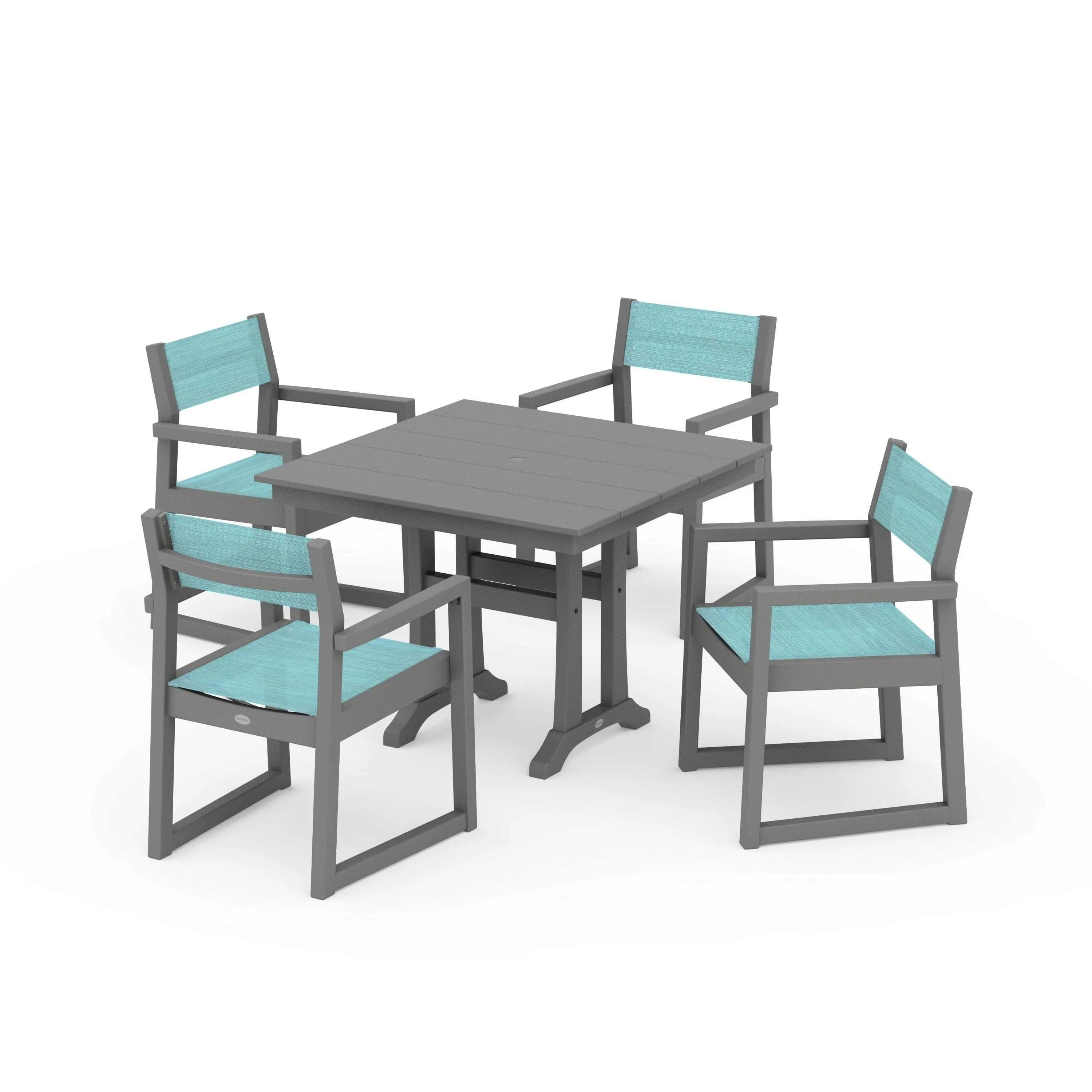 EDGE Sling 5-Piece Farmhouse Dining Set with Trestle Legs - Image 120